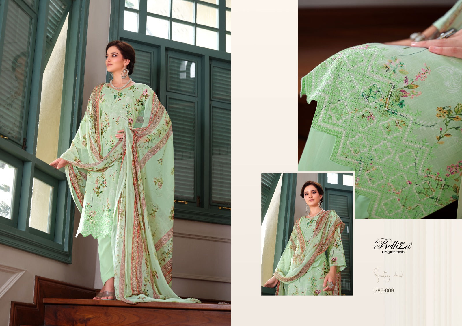 Belliza Designer Studio Florence Cotton Linen Digital Print With Embroidery Work Salwar Suits Manufacturer In Surat