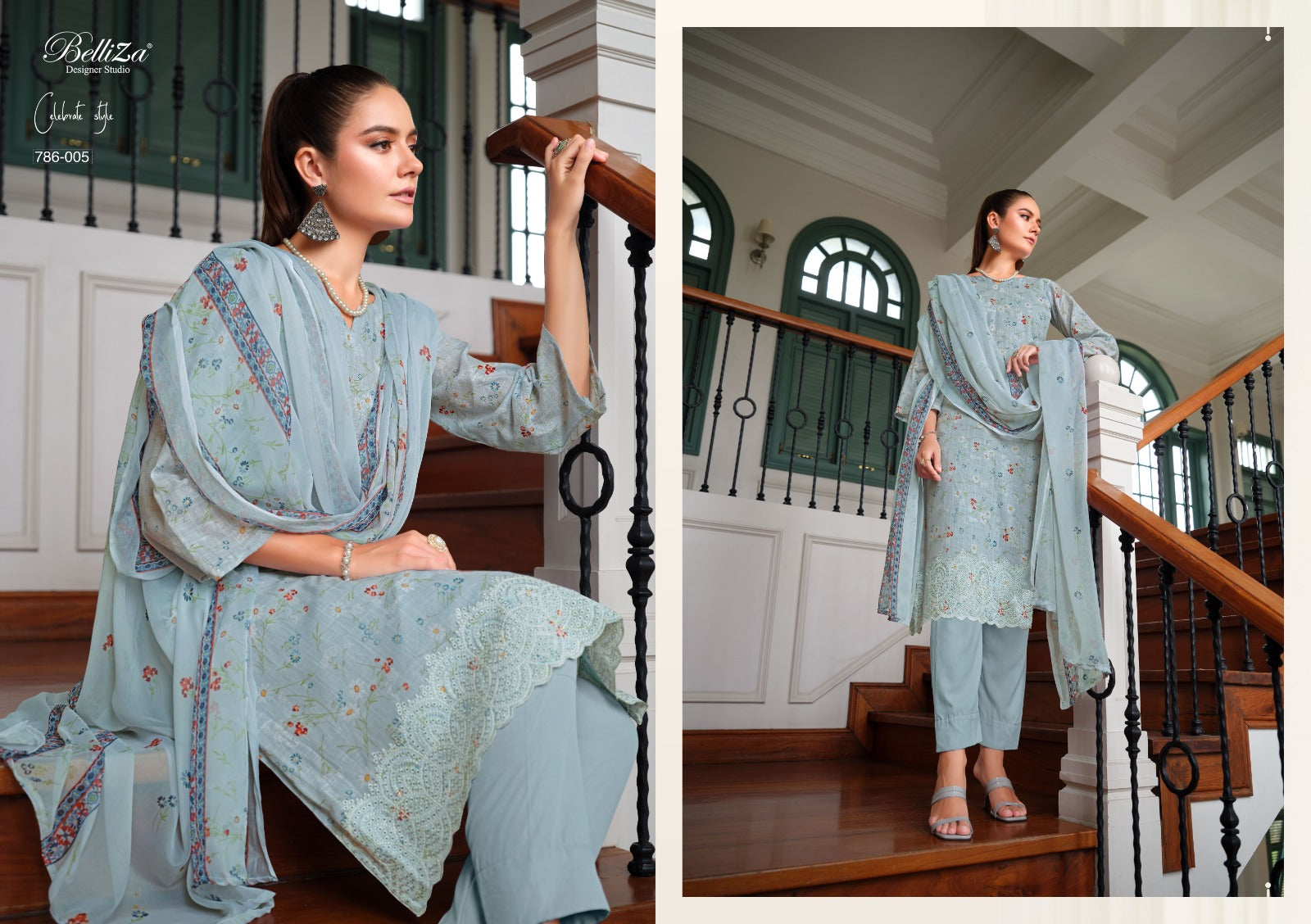 Belliza Designer Studio Florence Cotton Linen Digital Print With Embroidery Work Salwar Suits Manufacturer In Surat