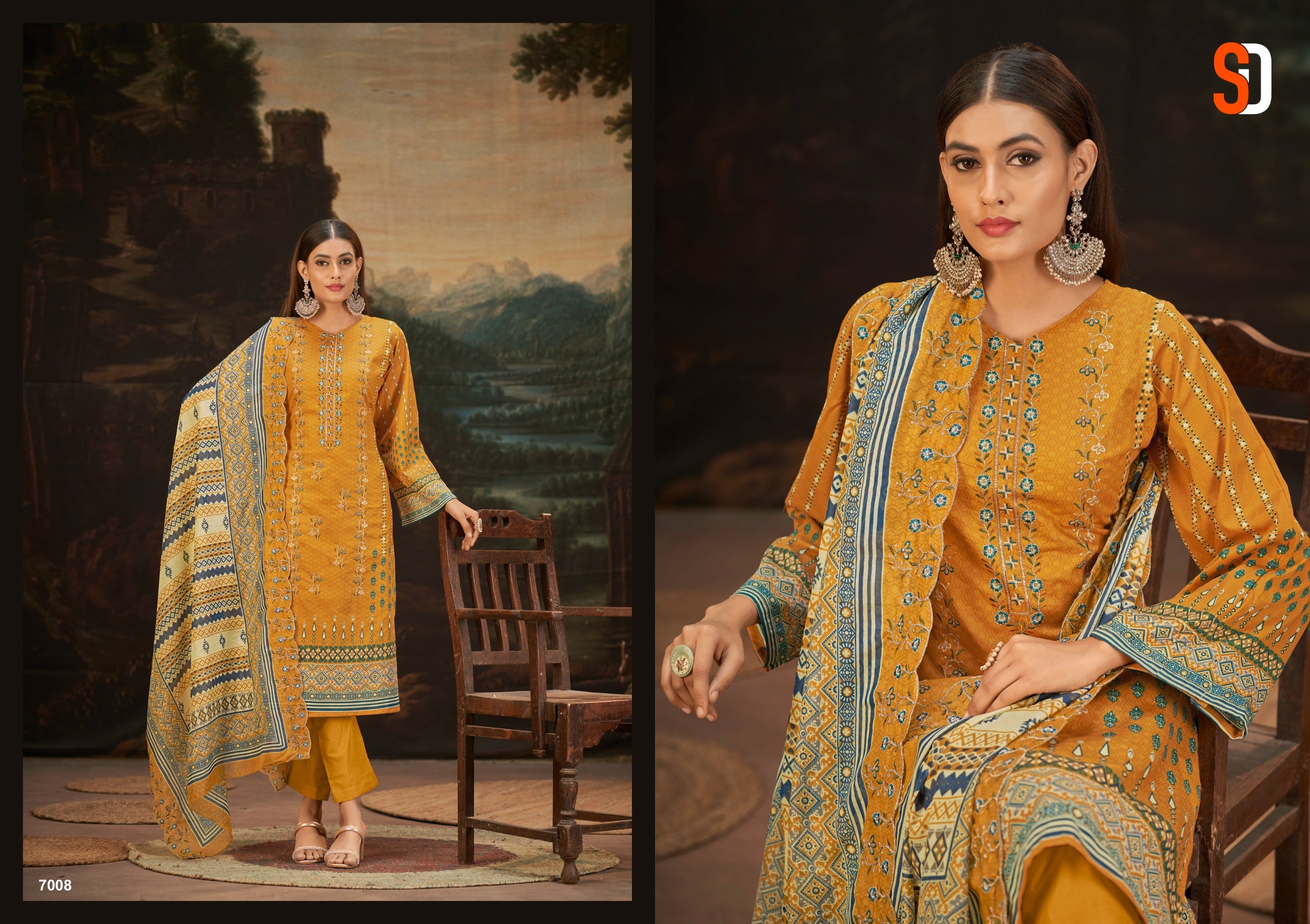 Sharddha Designer Bin Saeed Lawn Collection Vol 7 Cotton With Embroidery Work Salwar Suits Wholesale Supplier