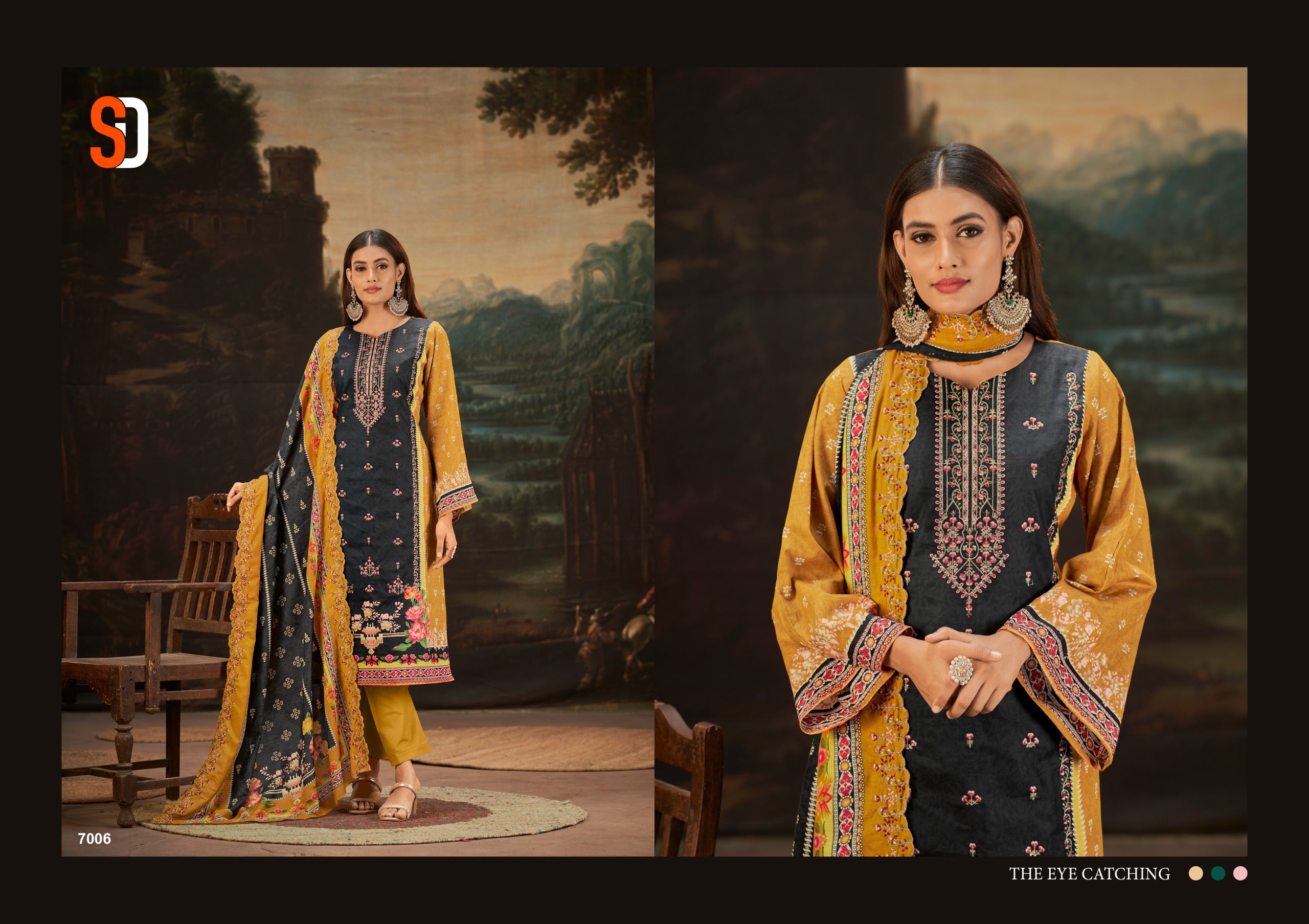 Sharddha Designer Bin Saeed Lawn Collection Vol 7 Cotton With Embroidery Work Salwar Suits Wholesale Supplier