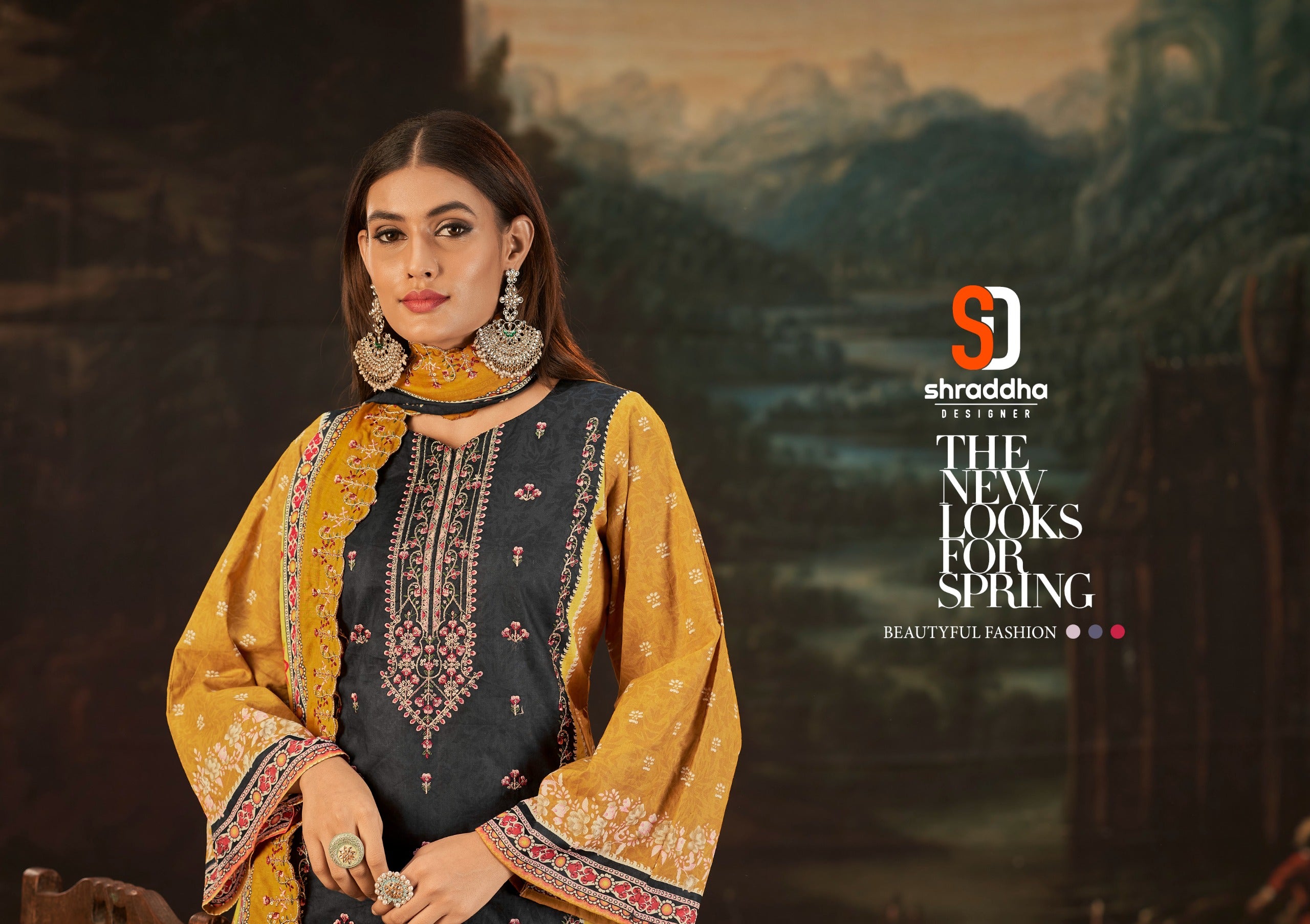 Sharddha Designer Bin Saeed Lawn Collection Vol 7 Cotton With Embroidery Work Salwar Suits Wholesale Supplier