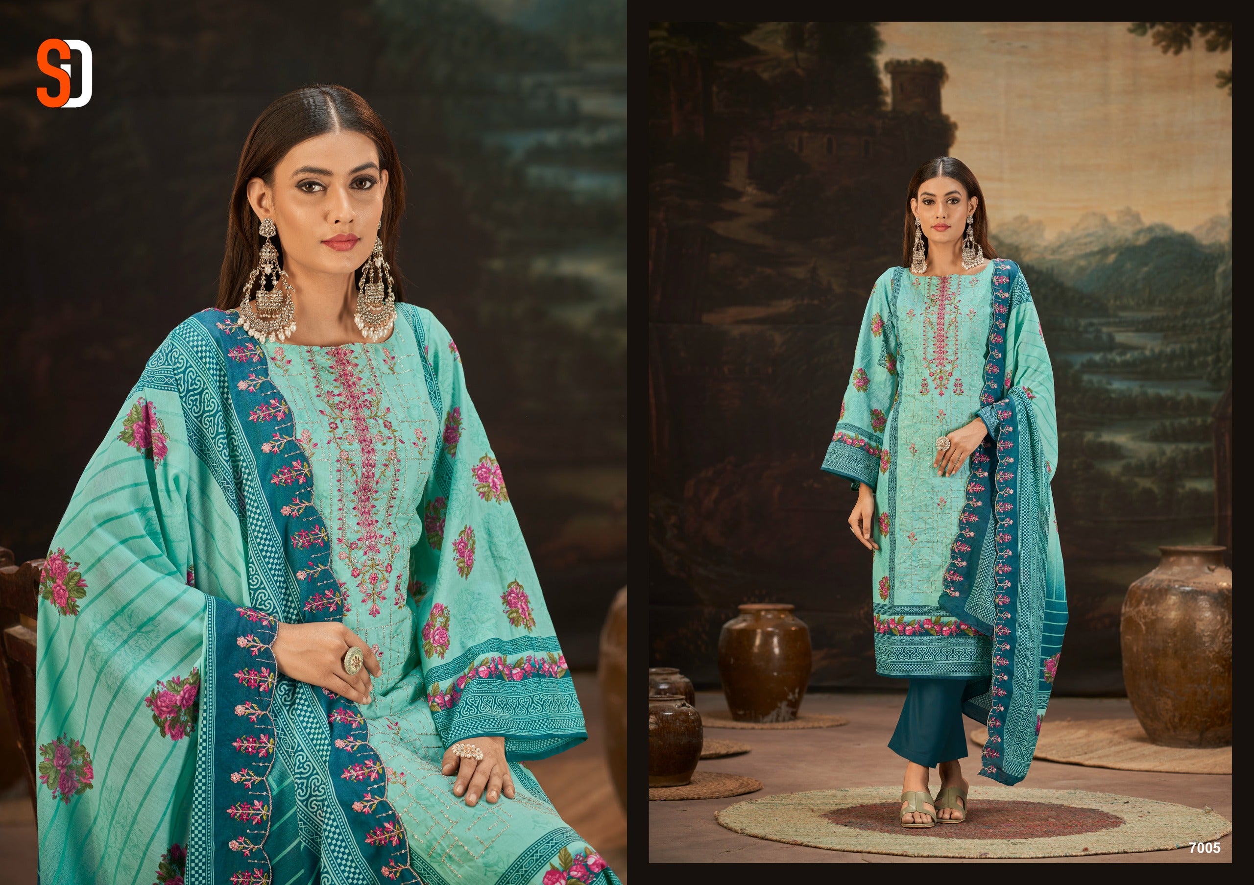 Sharddha Designer Bin Saeed Lawn Collection Vol 7 Cotton With Embroidery Work Salwar Suits Wholesale Supplier