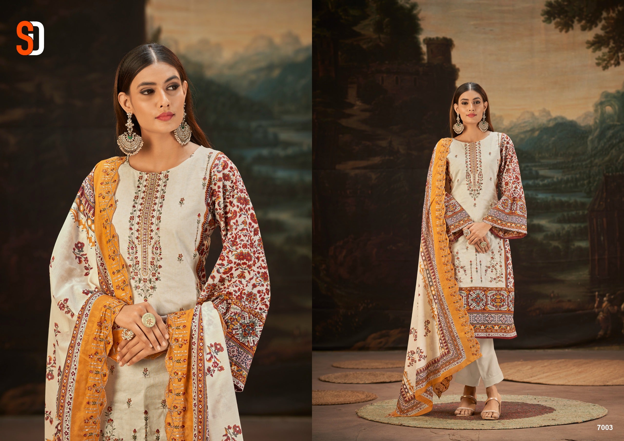 Sharddha Designer Bin Saeed Lawn Collection Vol 7 Cotton With Embroidery Work Salwar Suits Wholesale Supplier