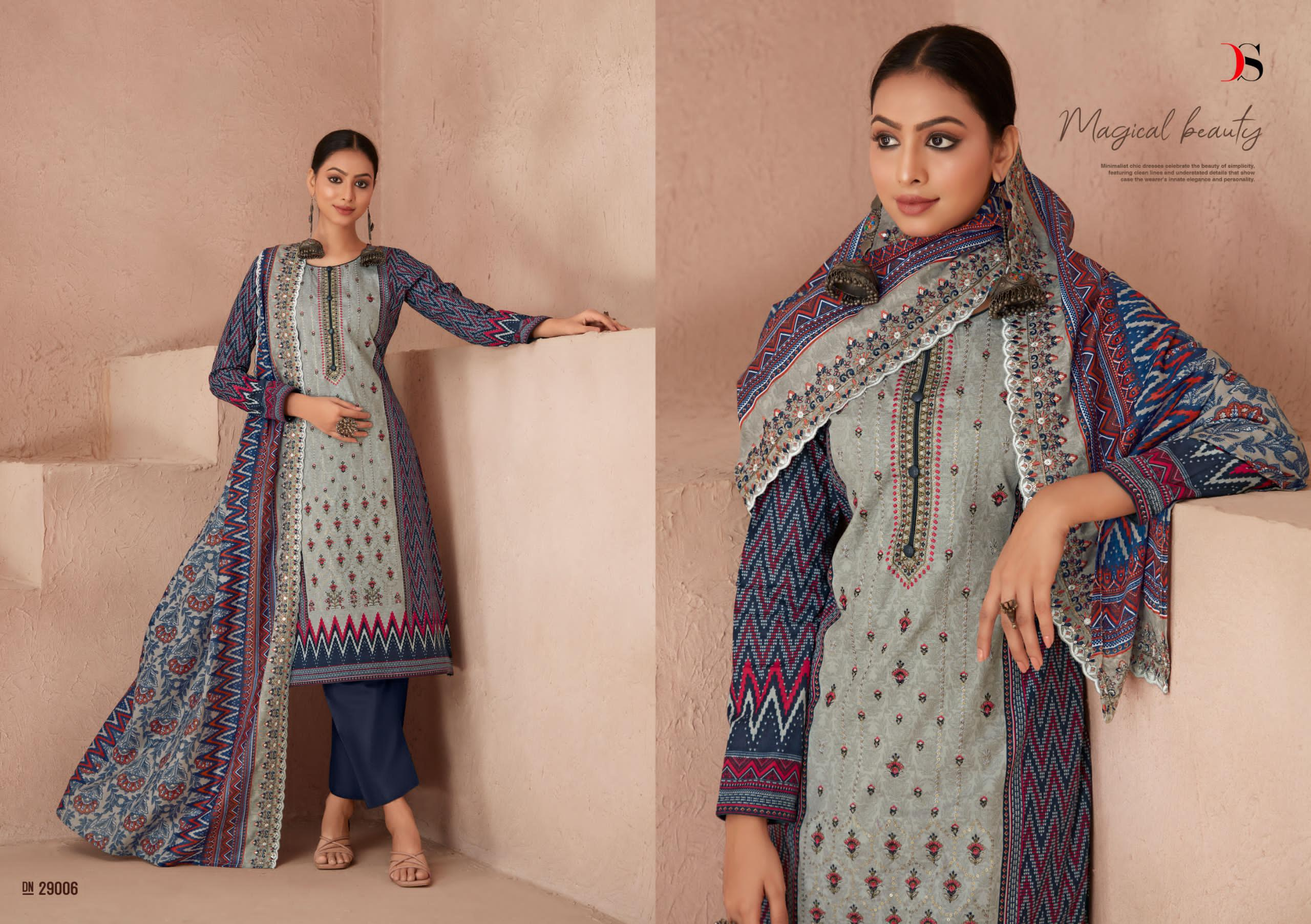 Deepsy Suits Bin Saeed Vol 7 Cotton With Embroidery Work Pakistani Salwar Kameez For Sale