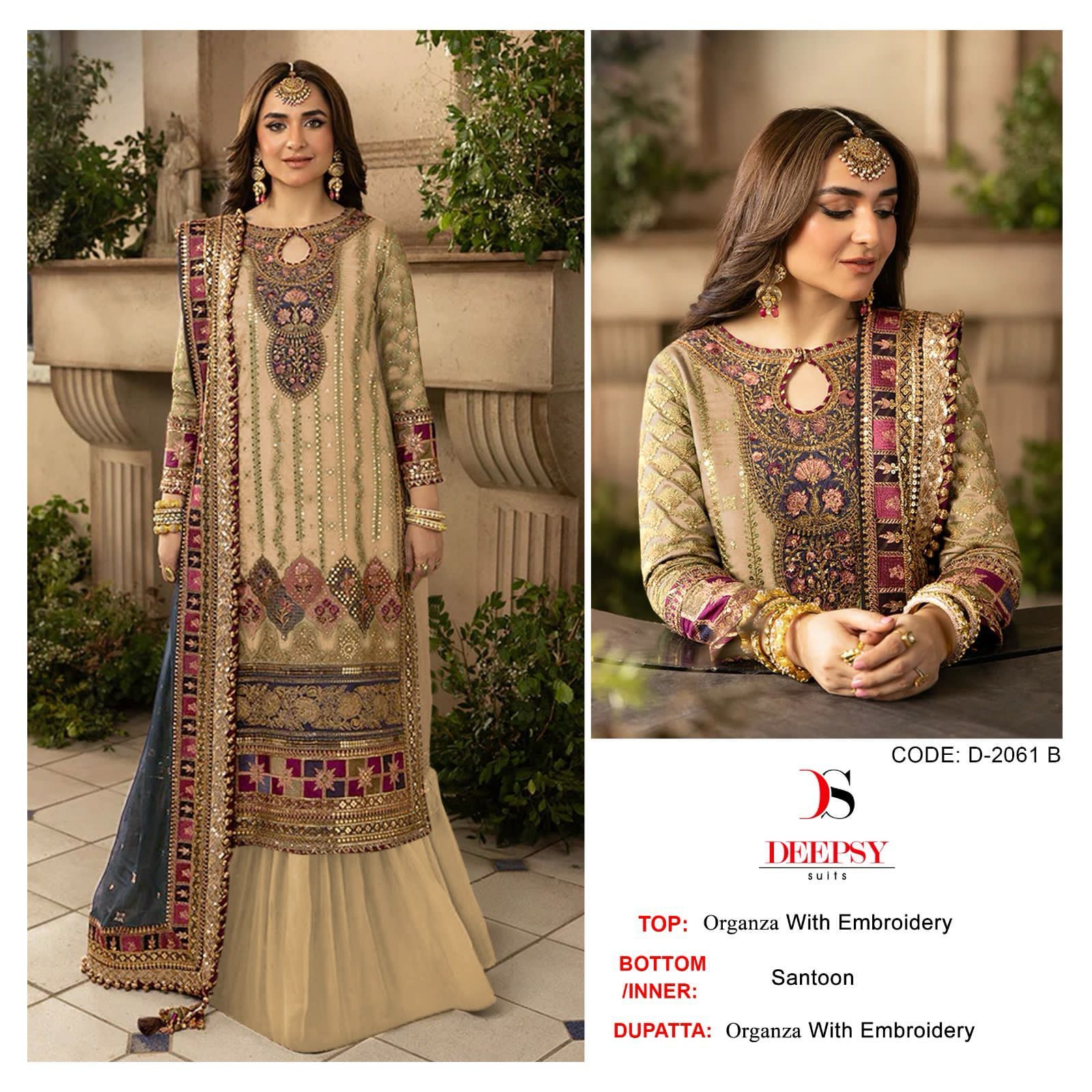 Deepsy Suits D.no. D-2061 Organza With Embridery Work pakistani georgette suits online - jilaniwholesalesuit