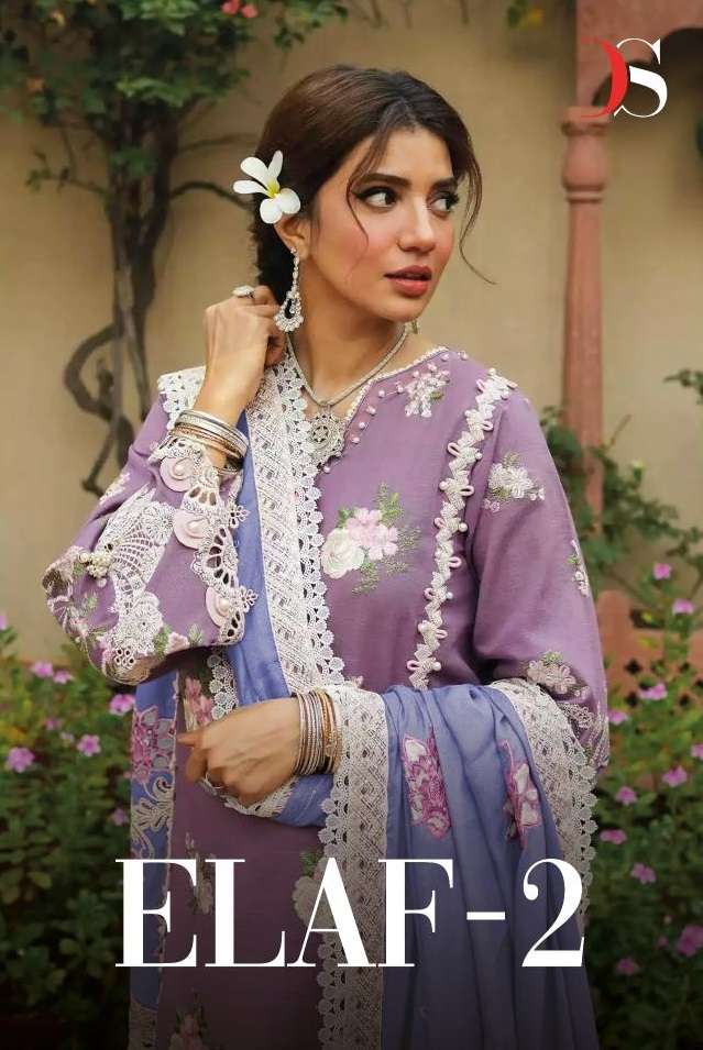 Deepsy Suits Elaf 2 Rayon Cotton With Embroidery Work Designer Pakistani Suits Wholesale Supplier