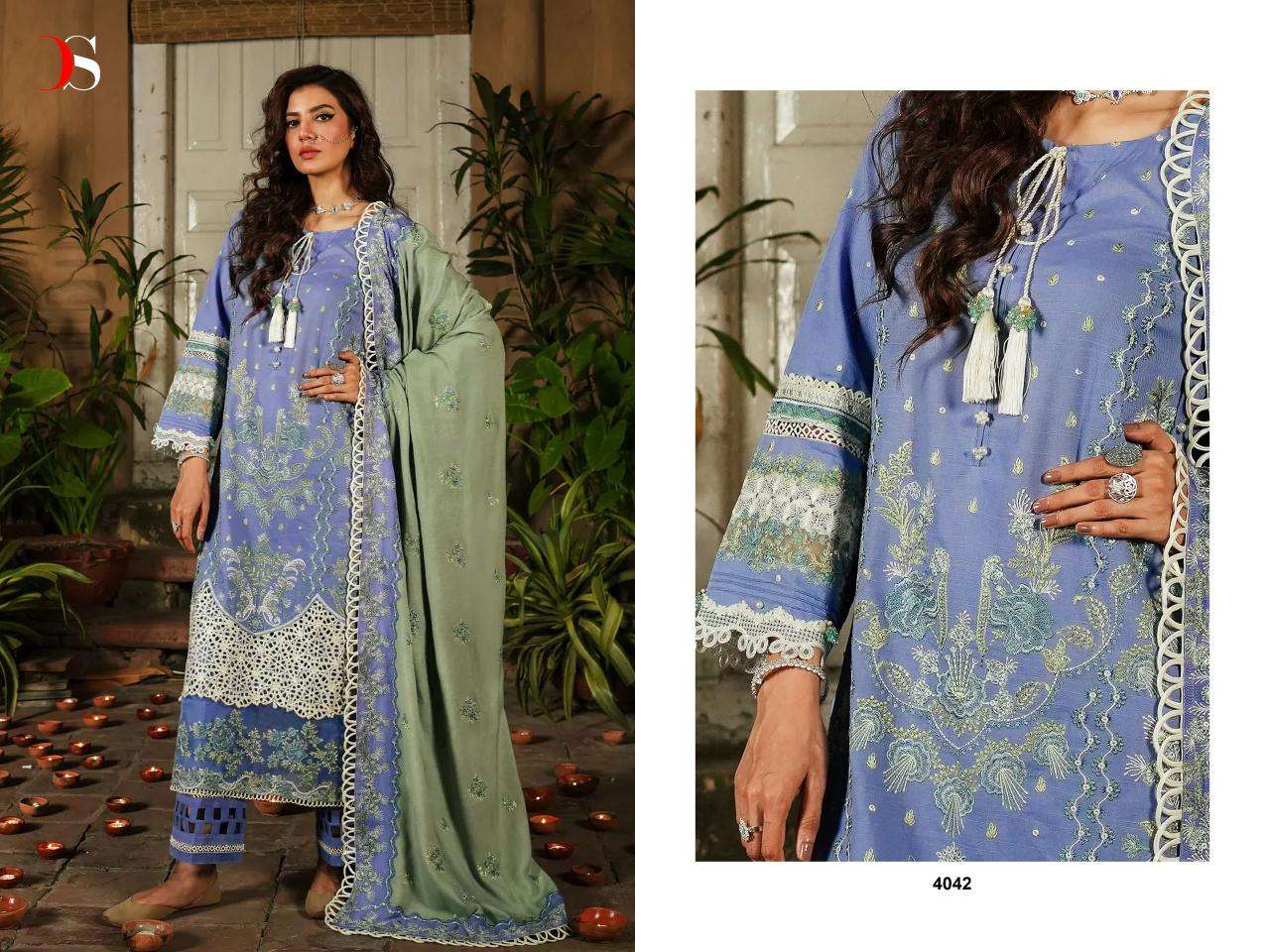 Deepsy Suits Elaf 2 Rayon Cotton With Embroidery Work Designer Pakistani Suits Wholesale Supplier