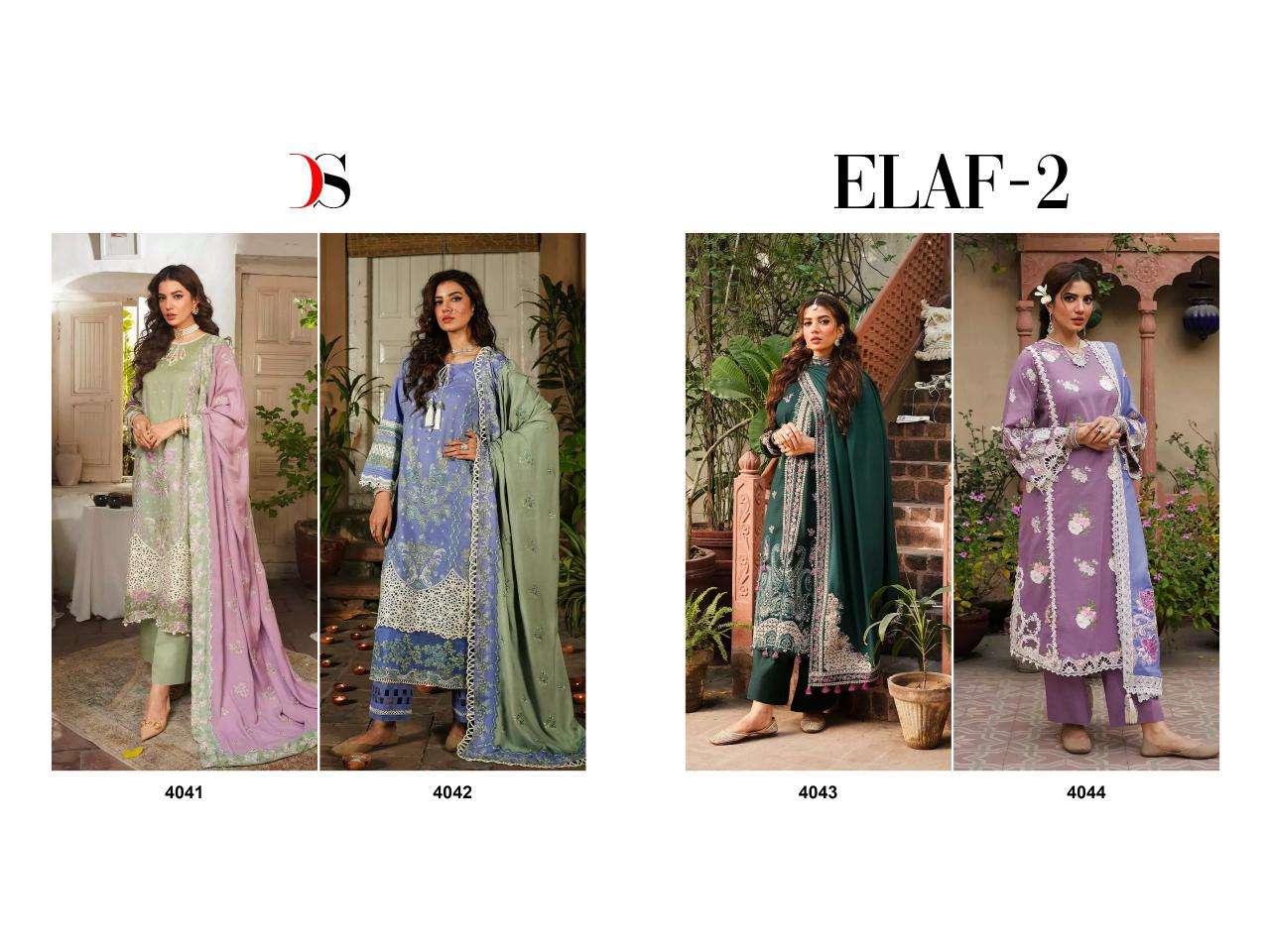 Deepsy Suits Elaf 2 Rayon Cotton With Embroidery Work Designer Pakistani Suits Wholesale Supplier