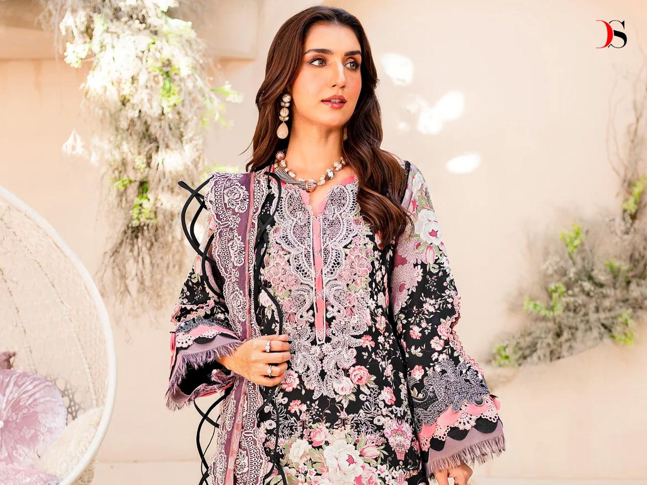 Deepsy Suits Niddle Wonder Premium NX Cotton With Patch Embroidery Work Chiffon Dupatta Salwar Suits Wholesale Supplier - jilaniwholesalesuit
