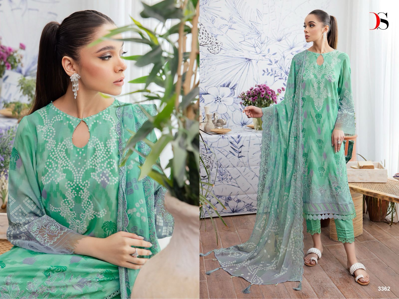Deepsy suits nureh gardenia 24 cotton with patch work Cotton dupatta pakistani suits online india - jilaniwholesalesuit