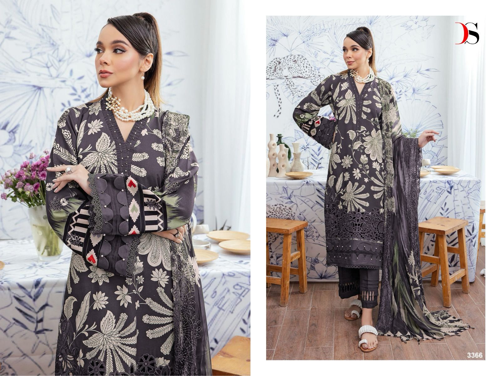 Deepsy suits nureh gardenia 24 cotton with patch work Cotton dupatta pakistani suits online india - jilaniwholesalesuit