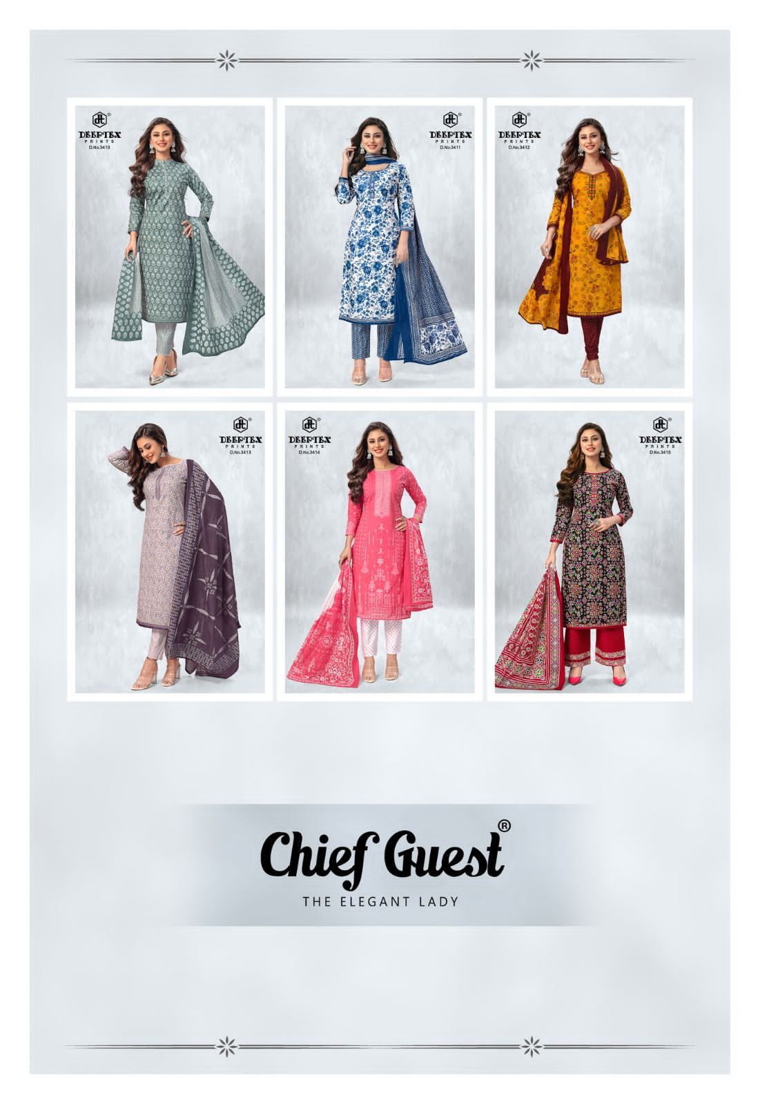 Deeptex Prints Chief Guest Vol 34 Cotton Dress Material Jetpur Wholesale Price