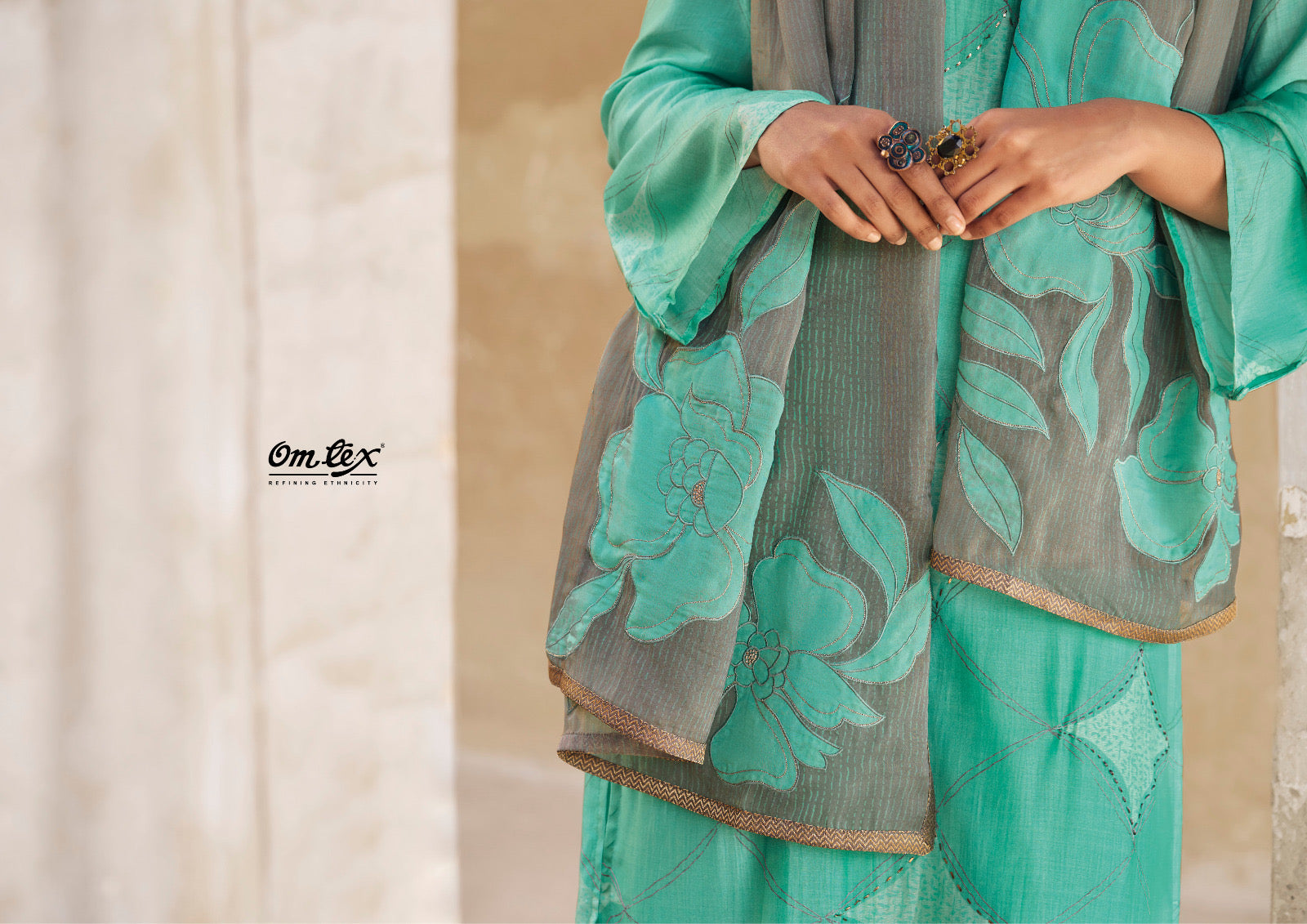 Om Tex Nikhara Dasy Silk Digital print with handwork latest salwar kameez collection - jilaniwholesalesuit