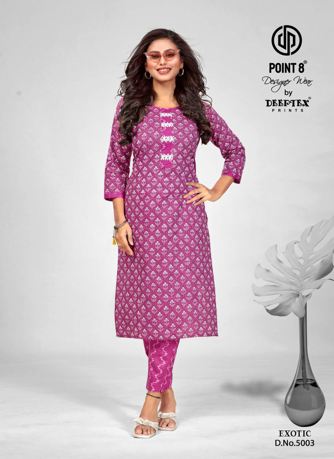 Women's Pink & Beige Cotton Printed Straight Fit Readymade Kurta/Kurti - Om  Clothing - 3529135