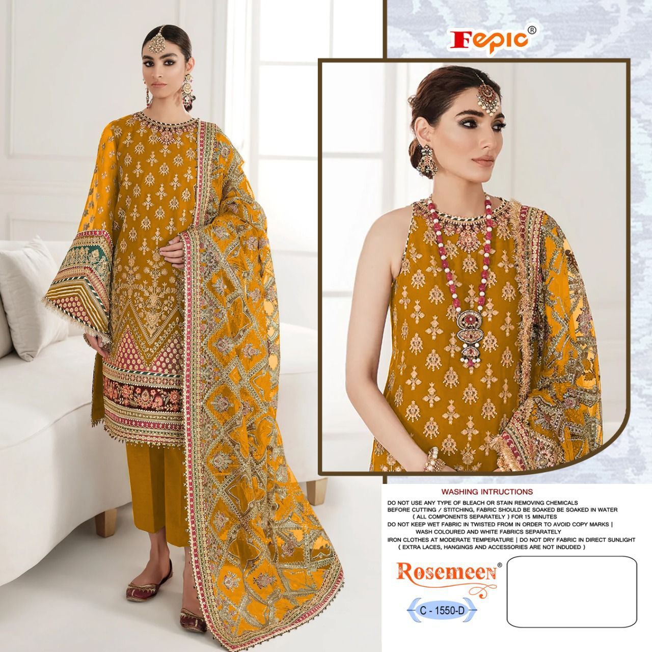 Fepic Rosemeen D.no. C 1550 Organza With Embroidery Work Salwar Kameez At Wholesale Rate - jilaniwholesalesuit