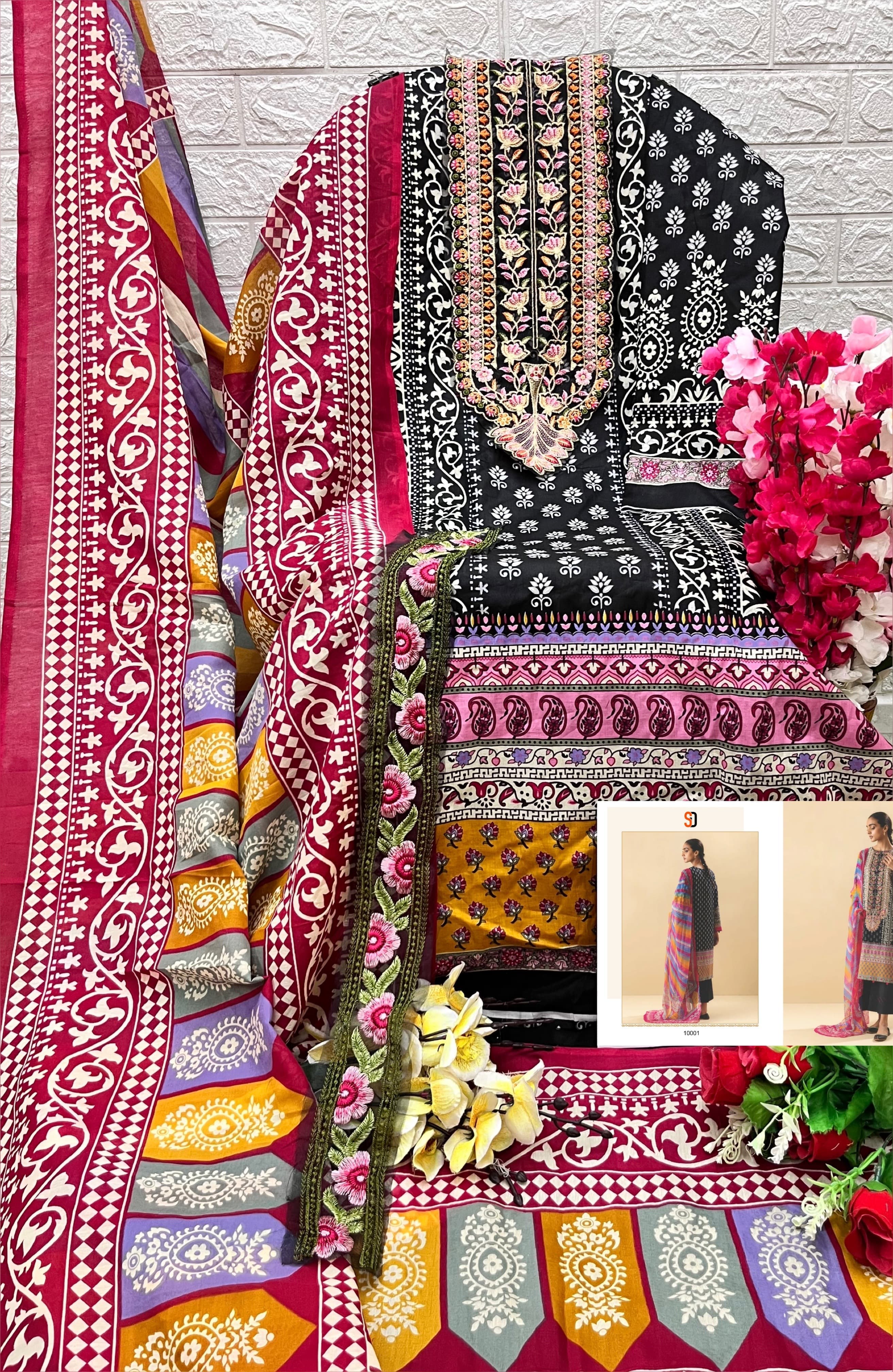 Shraddha designer firdous vol 10 lawn cotton with embroidery work cotton dupatta pakistani suits Manufacturer In Surat - jilaniwholesalesuit