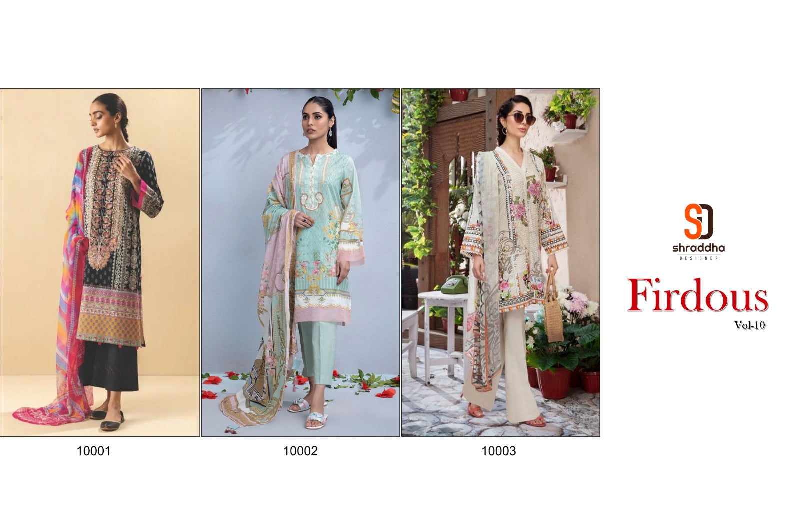 Shraddha designer firdous vol 10 lawn cotton with embroidery work cotton dupatta pakistani suits Manufacturer In Surat - jilaniwholesalesuit