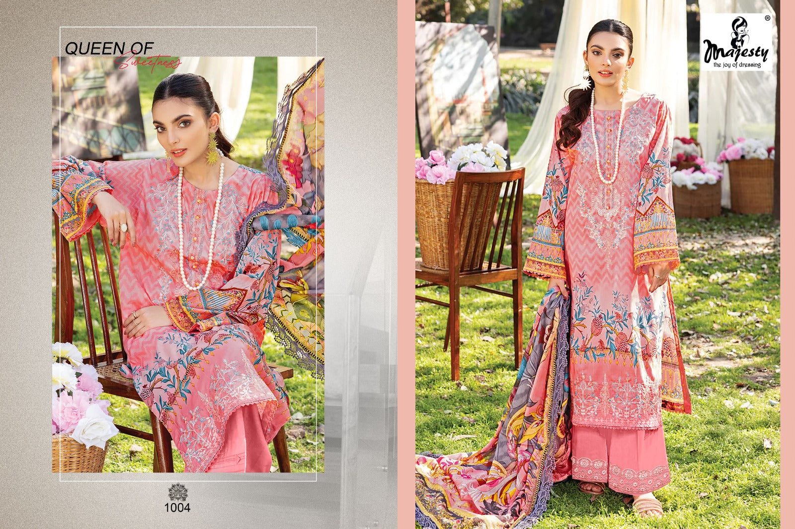 Majesty firdous vol 7 jam cotton with patch embroidery work Cotton dupatta pakistani patch work salwar suits - jilaniwholesalesuit