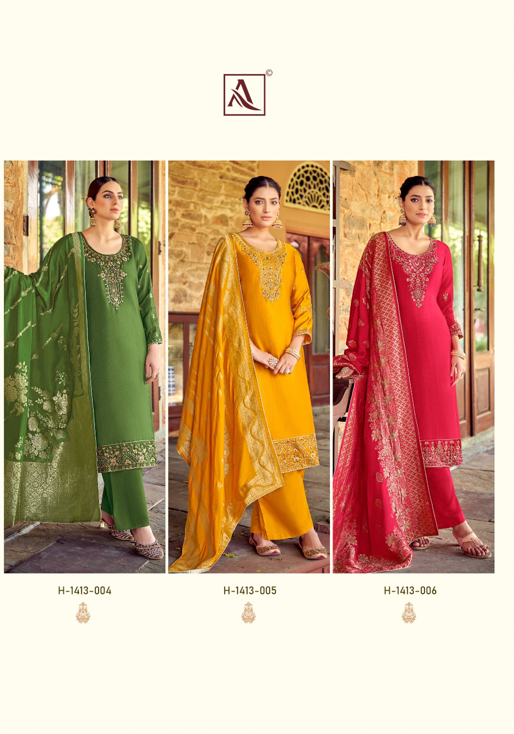 Alok Suit Iktara Revella Fabric Dyed with Embroidery Work Salwar Suits Wholesale Supplier - jilaniwholesalesuit