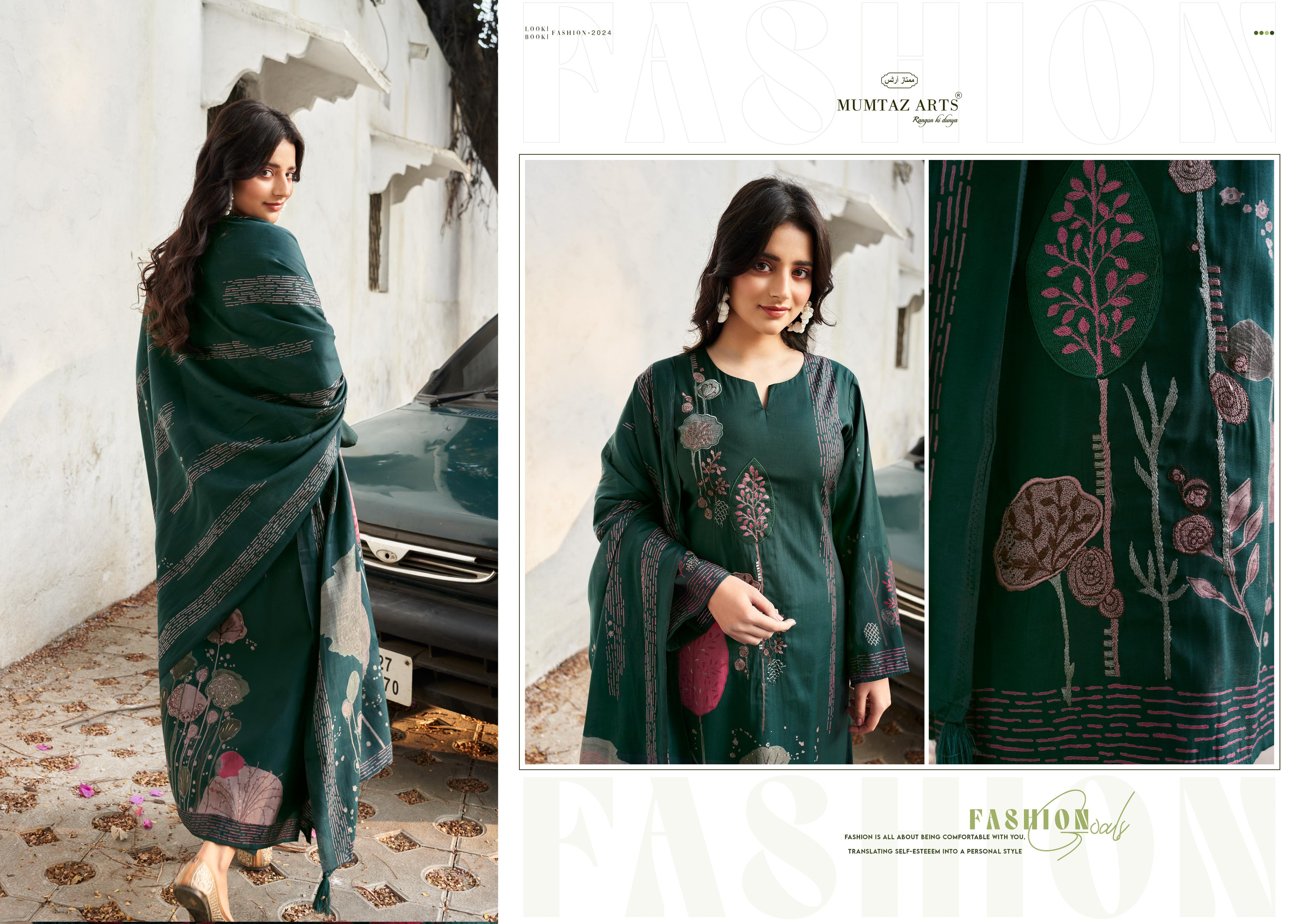 Mumtaz Arts Janvi Viscose Muslin Digital Print With Embroidery Work Salwar Suit Collection