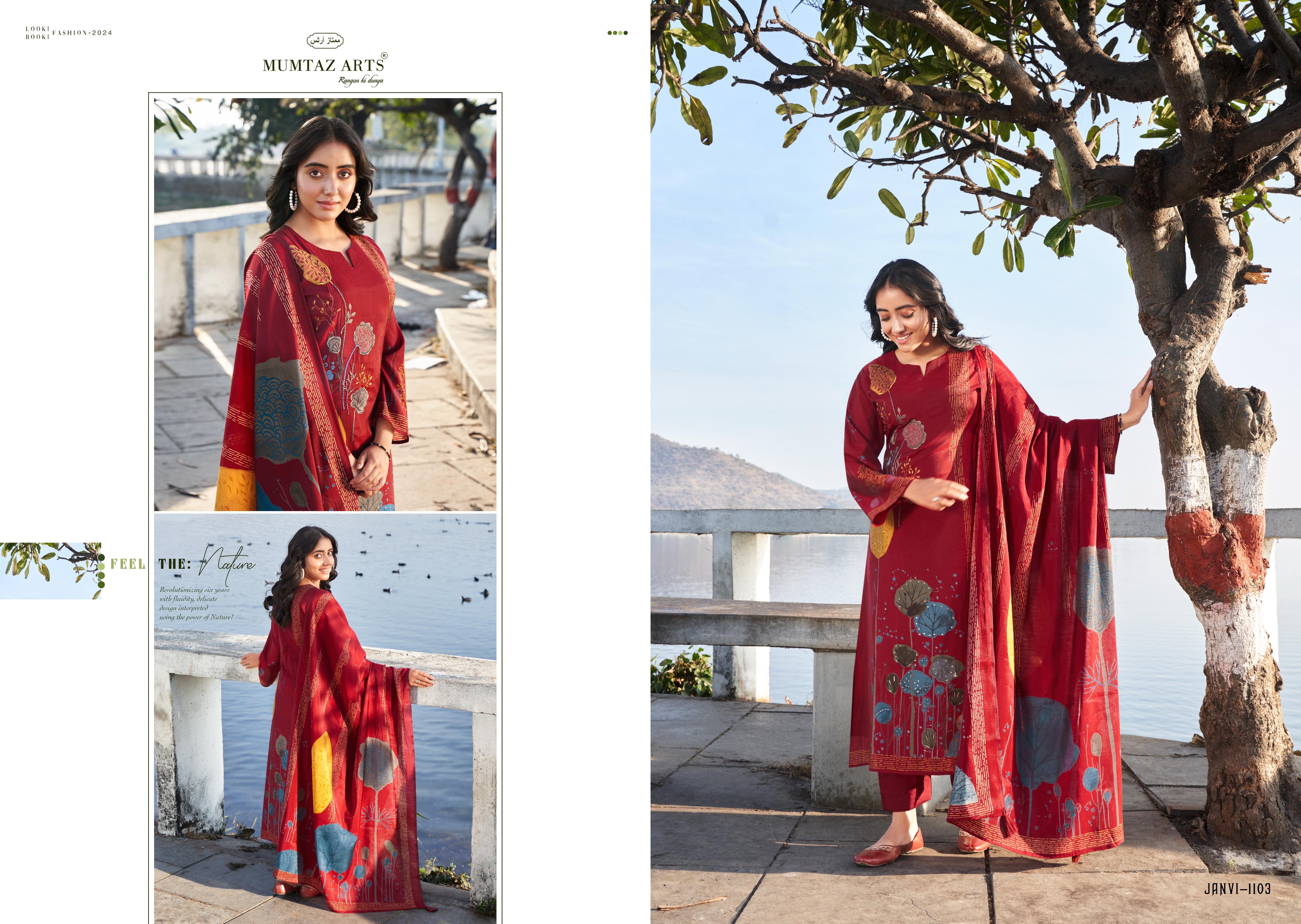 Mumtaz Arts Janvi Viscose Muslin Digital Print With Embroidery Work Salwar Suit Collection