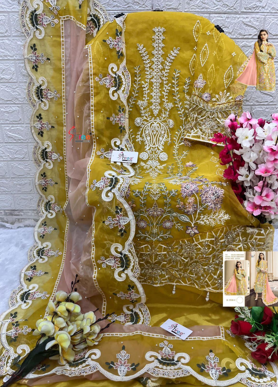 Shree Fabs K 1910 Organza With Embroidery Work Pakistani Suits Latest Collection - jilaniwholesalesuit