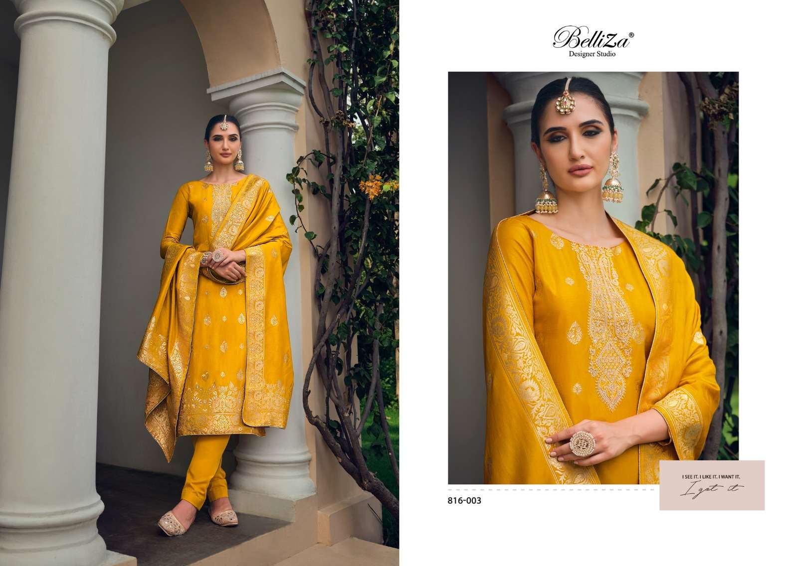 Belliza Designer Studio Lashkara Viscose Embroidery Work Dress Material Set