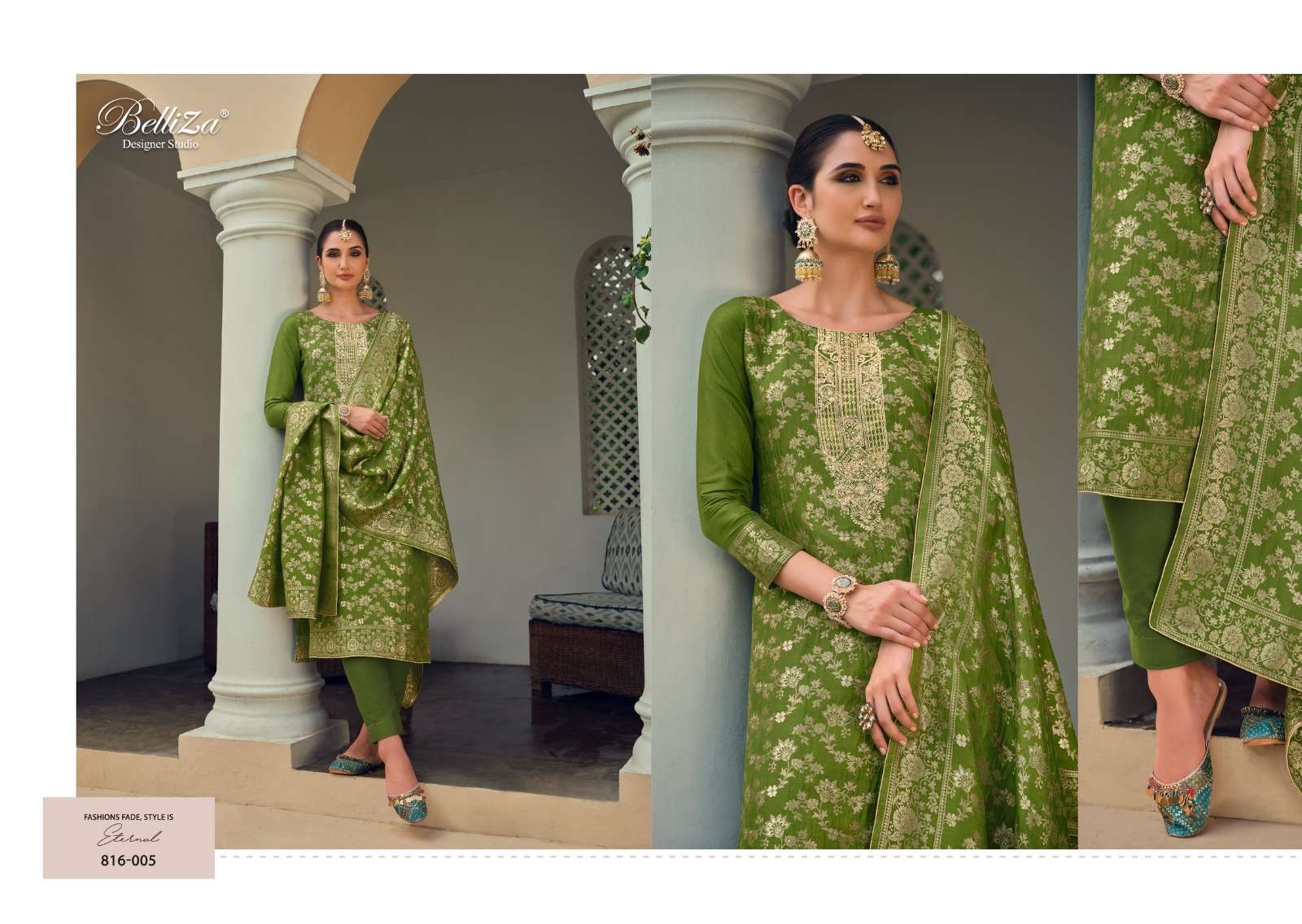 Belliza Designer Studio Lashkara Viscose Embroidery Work Dress Material Set