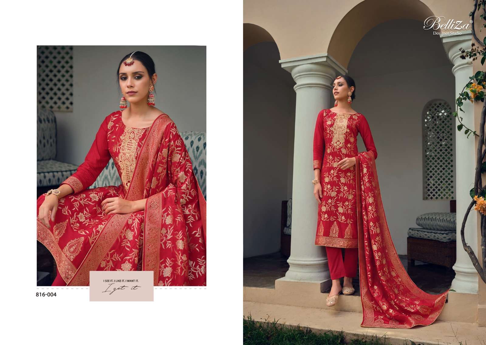 Belliza Designer Studio Lashkara Viscose Embroidery Work Dress Material Set