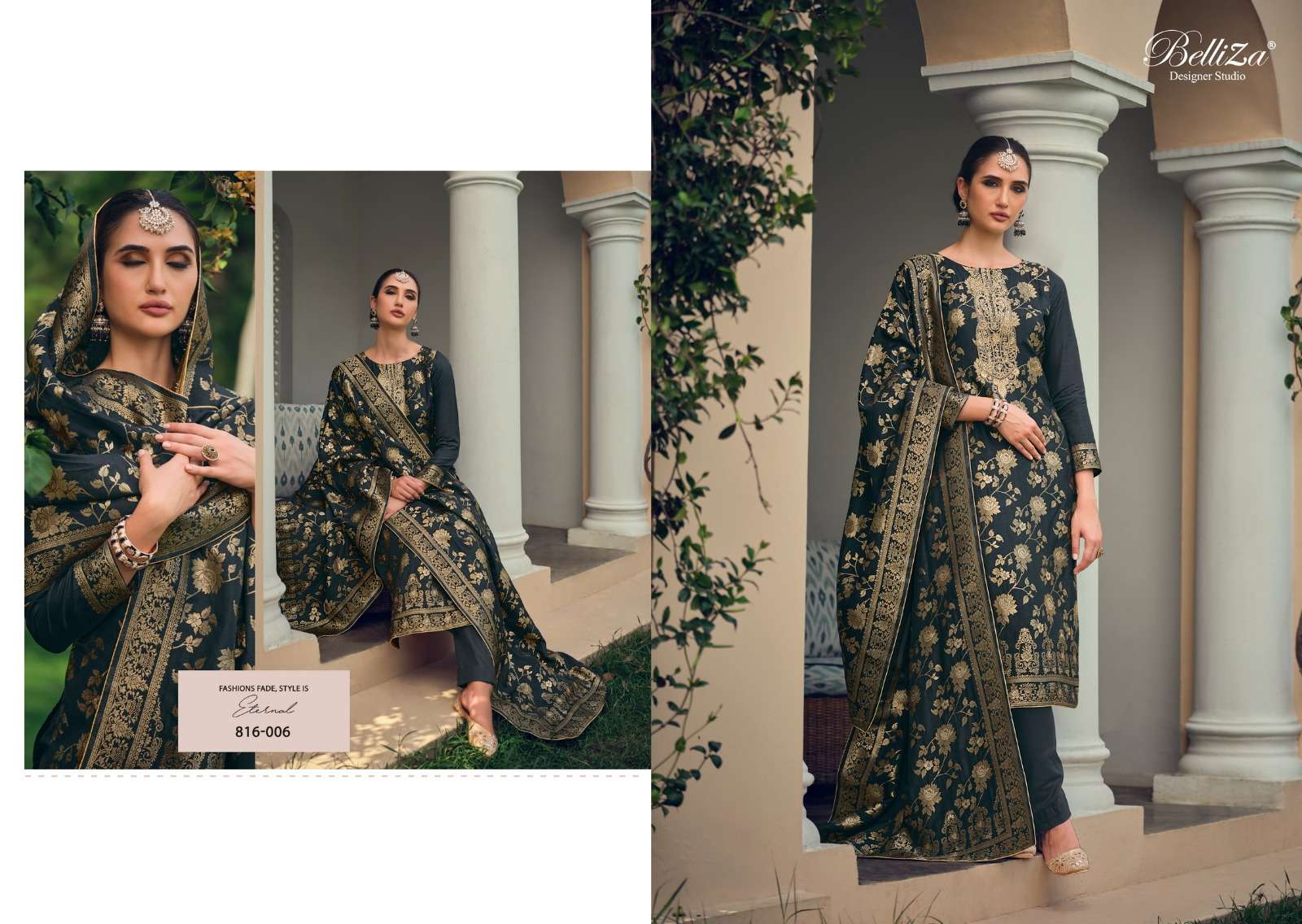 Belliza Designer Studio Lashkara Viscose Embroidery Work Dress Material Set