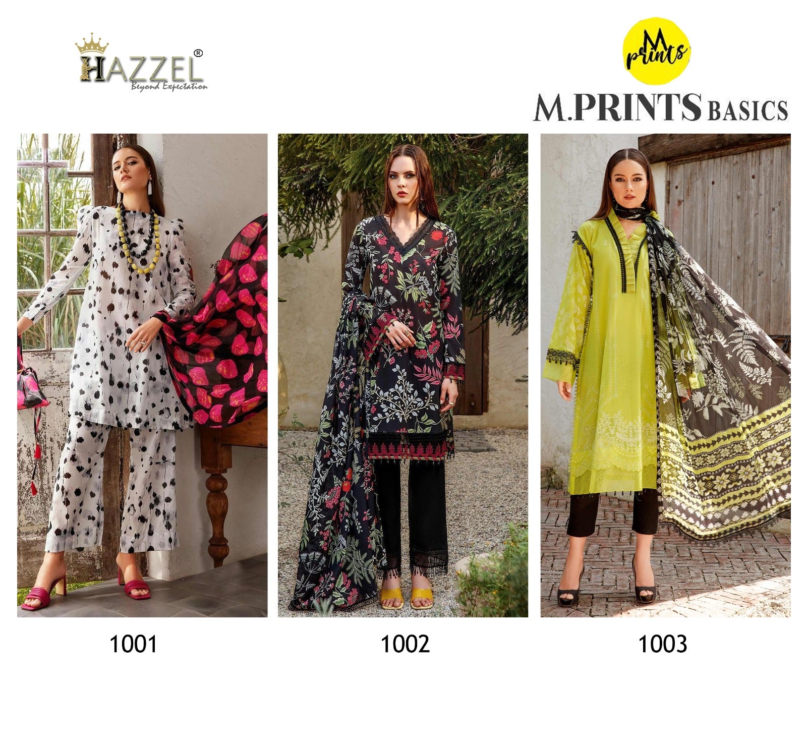Hazzel M Prints Basics Cottton Printed With Embroidery Patches Pakistani Dress Cotton Dupatta - jilaniwholesalesuit