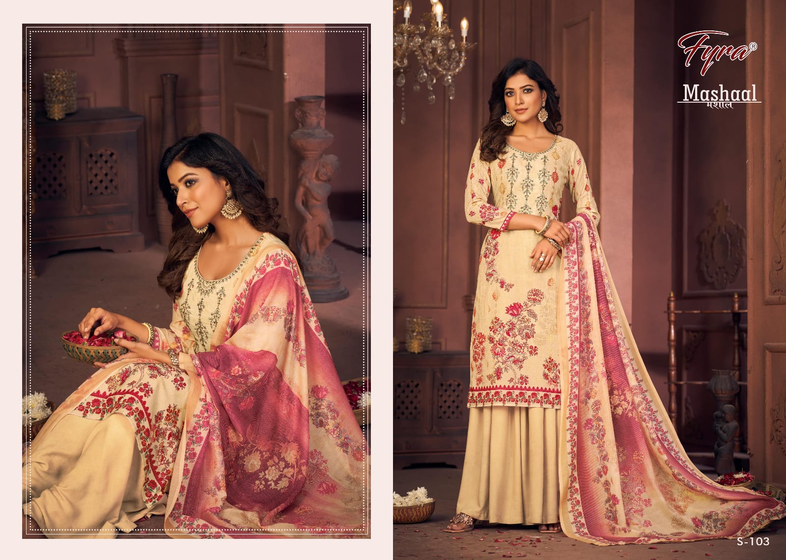 Fyra Designing Hub Presents Mashaal Cambric Cotton With Embroidery Work Salwar Suits For Women