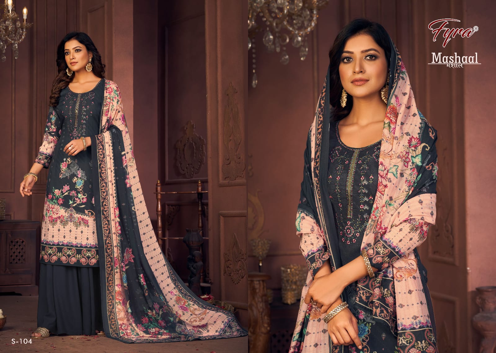 Fyra Designing Hub Presents Mashaal Cambric Cotton With Embroidery Work Salwar Suits For Women