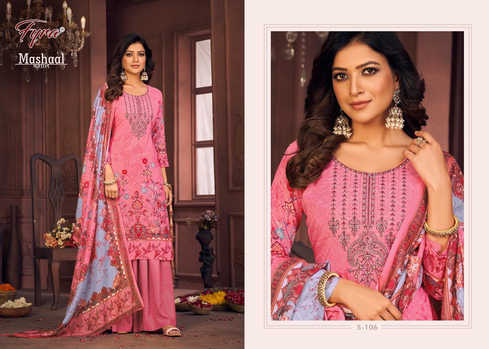 Fyra Designing Hub Presents Mashaal Cambric Cotton With Embroidery Work Salwar Suits For Women