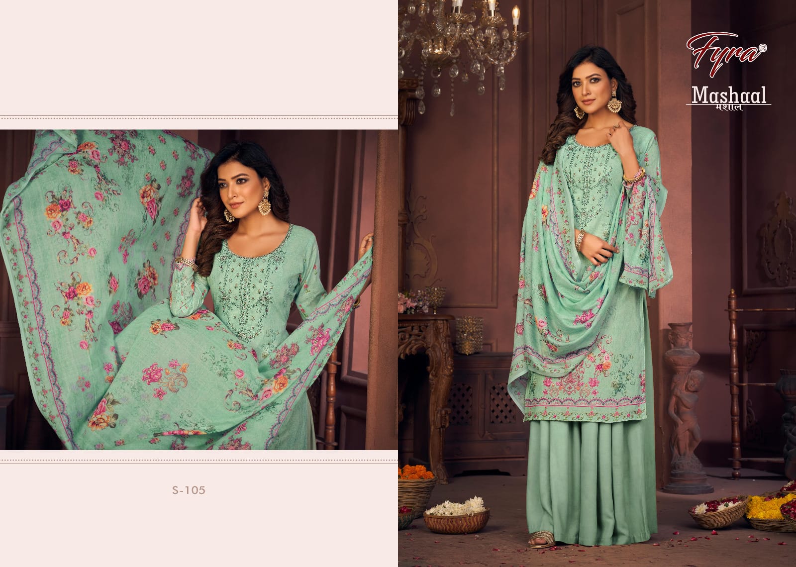 Fyra Designing Hub Presents Mashaal Cambric Cotton With Embroidery Work Salwar Suits For Women