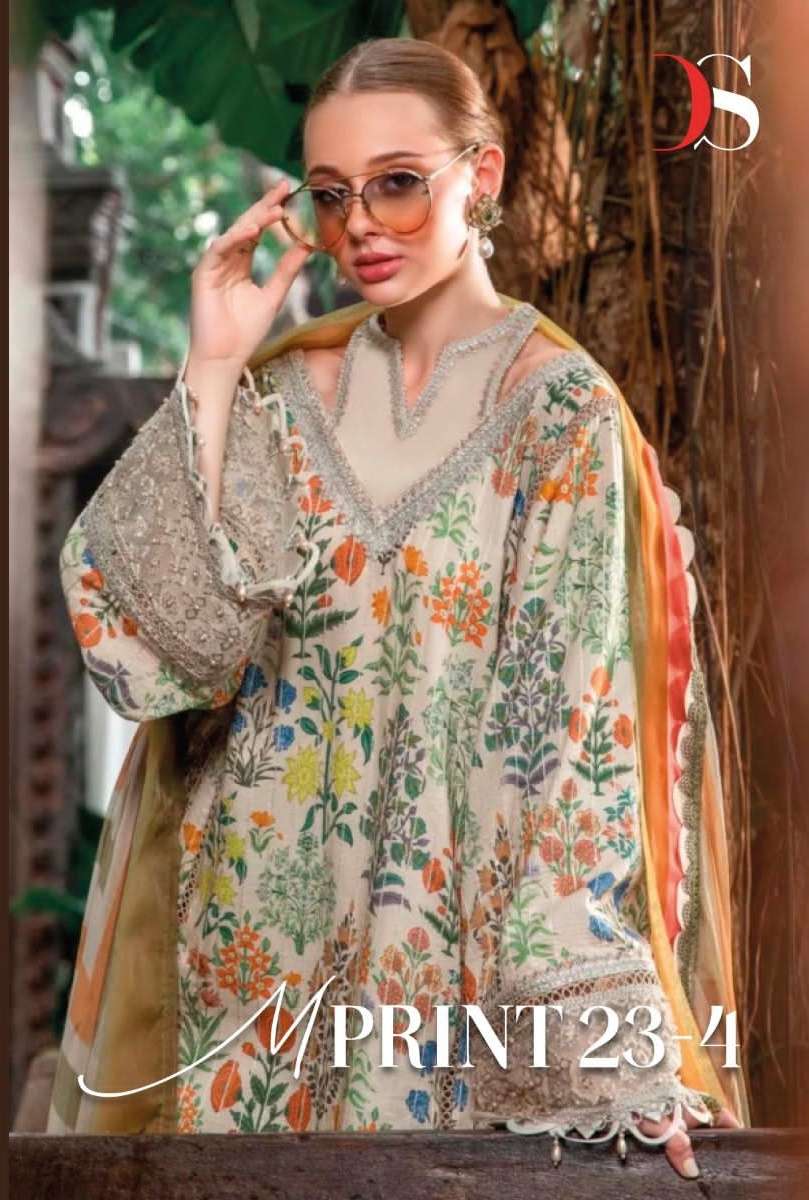 Deepsy Suits M Print 23 - 4 cotton with printed pakistani salwar kameez collection Chiffon Dupatta - jilaniwholesalesuit