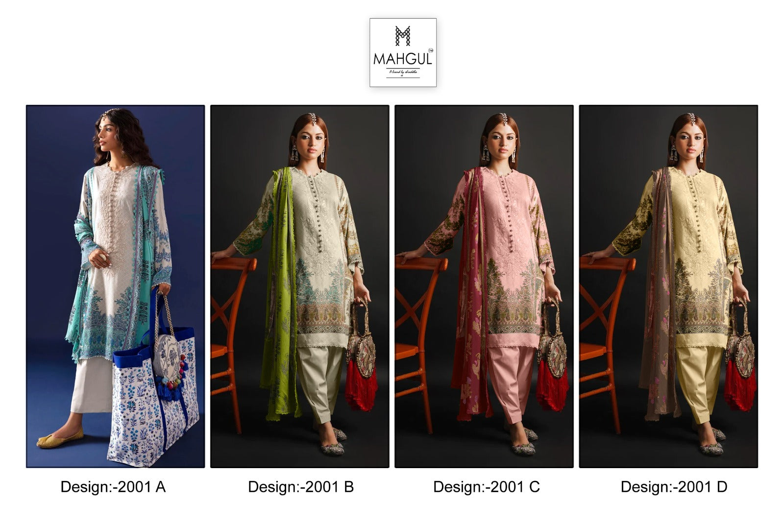Mahgul Bin Saeed Vol 2 Lawn Cotton With Embroidery Work Chiffon Dupatta Pakistani Salwa r Kameez Latest Collection - jilaniwholesalesuit