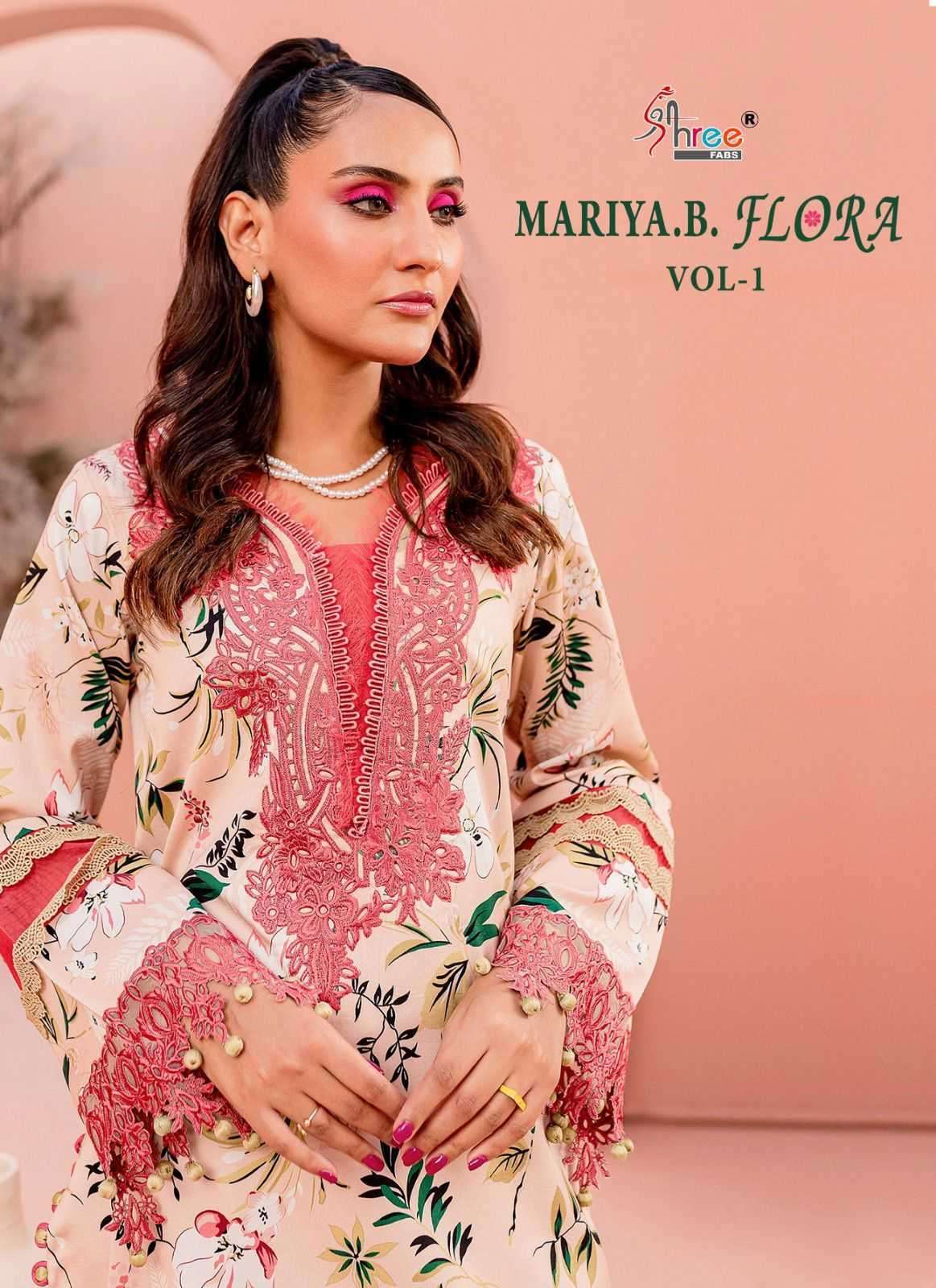Shree Fabs Mariya.B. Flora Vol 1 Jam Cotton With Embroidery Work Chiffon Dupatta Pakistani Suits For Women - jilaniwholesalesuit