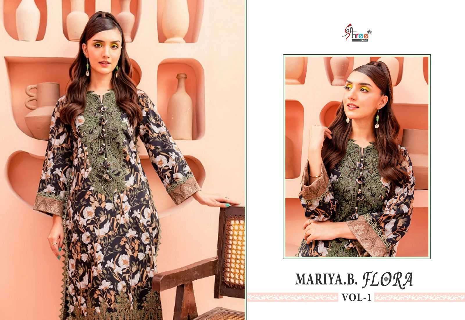 Shree Fabs Mariya.B. Flora Vol 1 Jam Cotton With Embroidery Work Chiffon Dupatta Pakistani Suits For Women - jilaniwholesalesuit