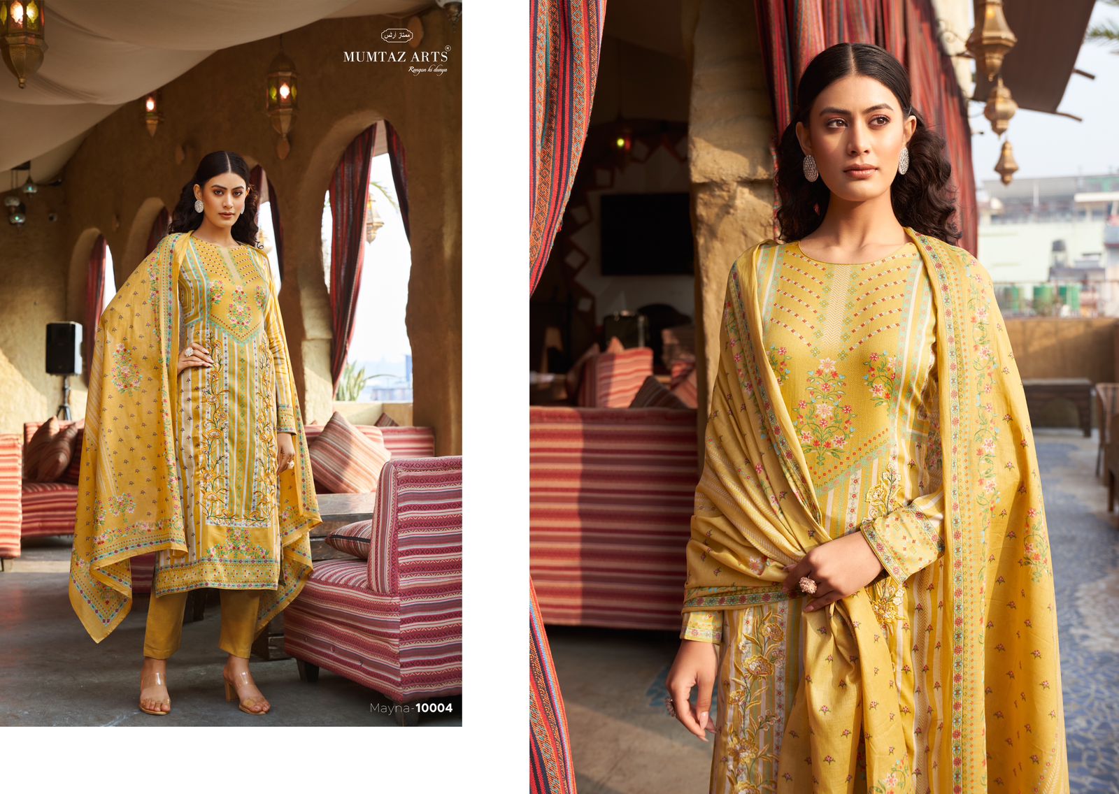 Mumtaz Arts Mayna Viscose Jam Satin With Embroidery Work Salwar Suit Eid Collection