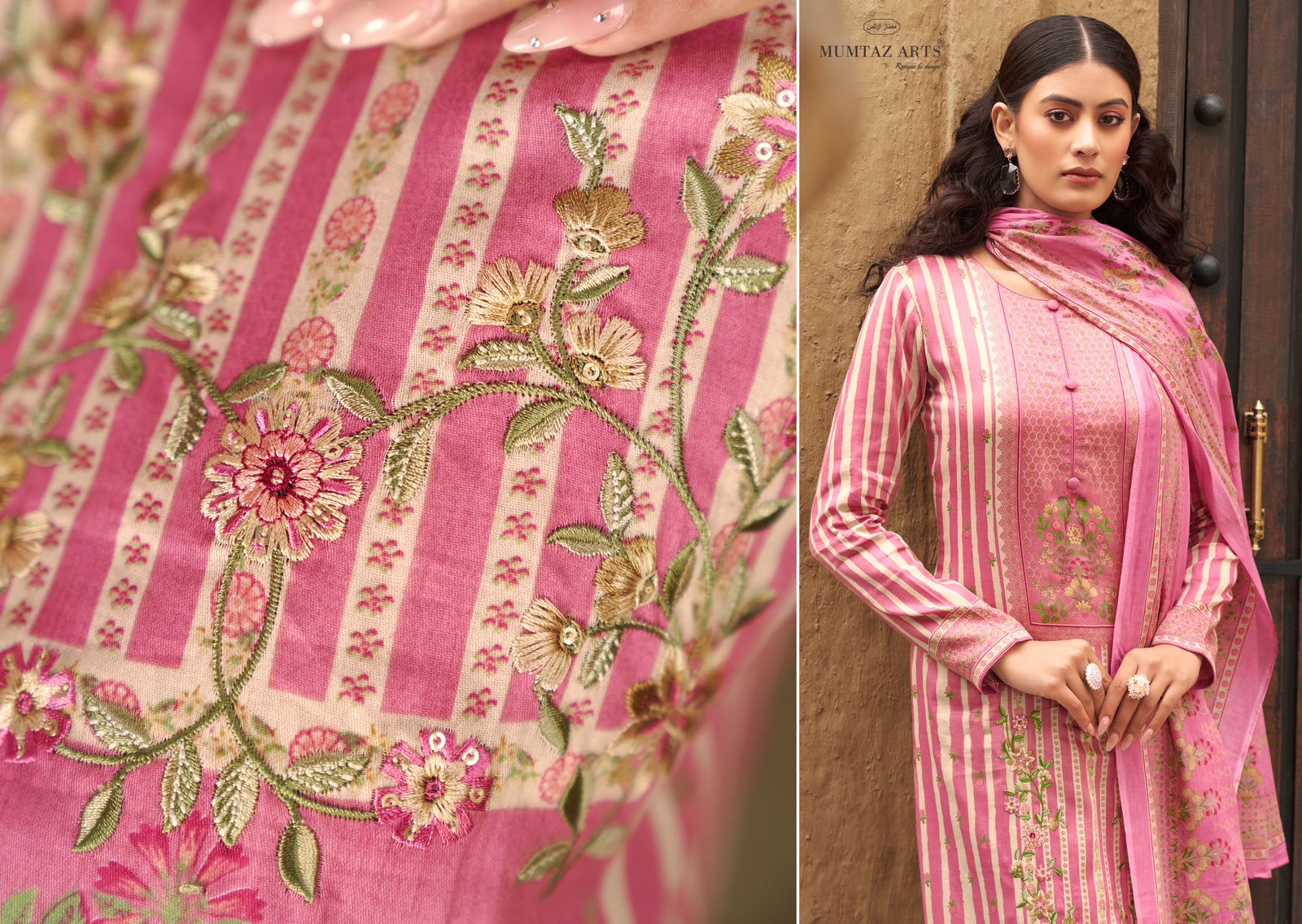 Mumtaz Arts Mayna Viscose Jam Satin With Embroidery Work Salwar Suit Eid Collection