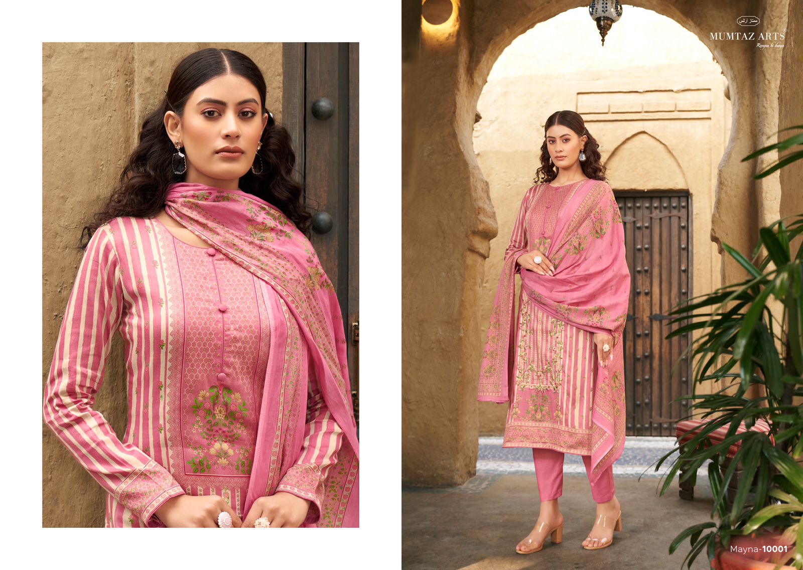 Mumtaz Arts Mayna Viscose Jam Satin With Embroidery Work Salwar Suit Eid Collection