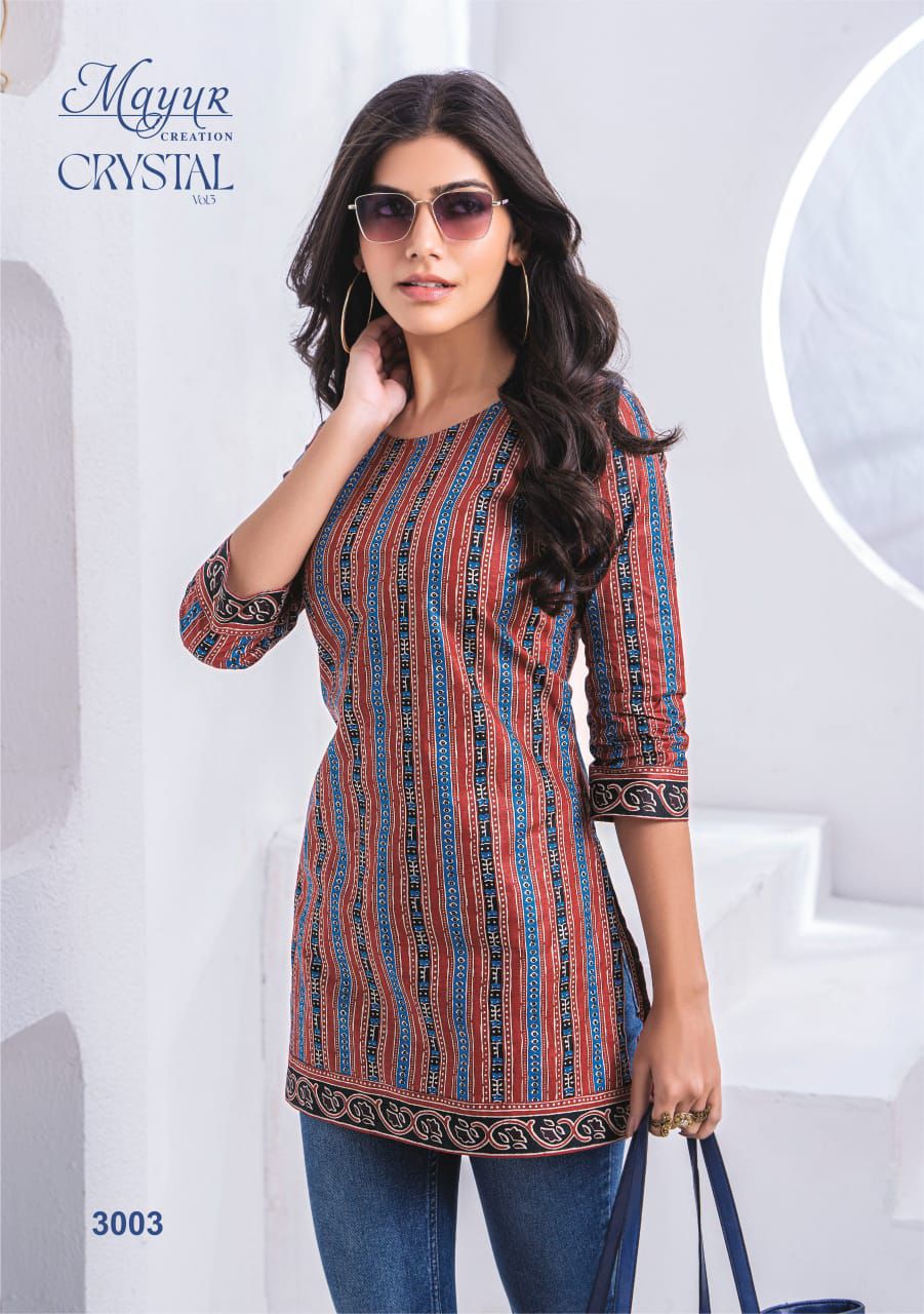 Mayur Crystal Vol 3 Poplin Cotton Readymade Tunic Tops Wholesale Supplier Jetpur