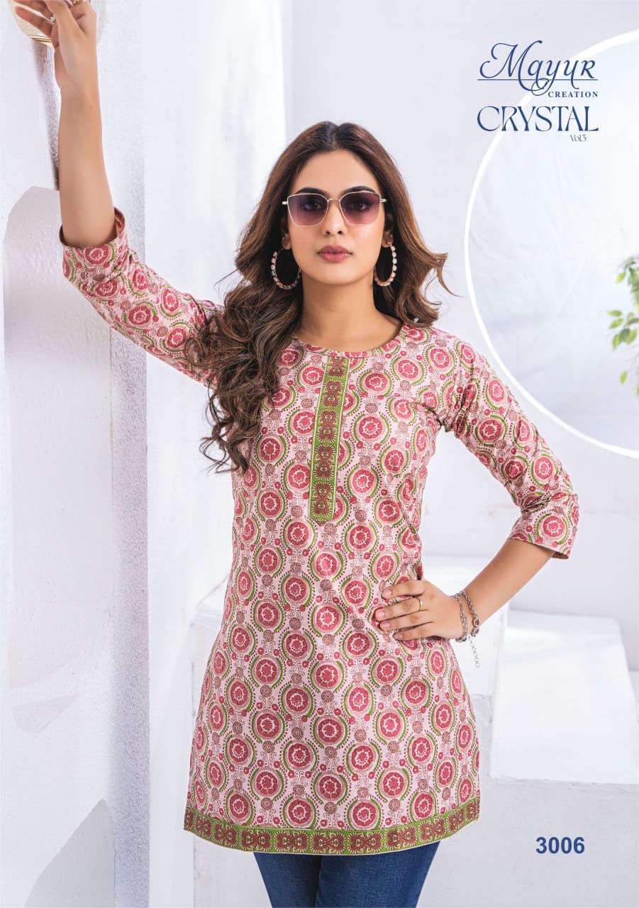 Mayur Crystal Vol 3 Poplin Cotton Readymade Tunic Tops Wholesale Supplier Jetpur