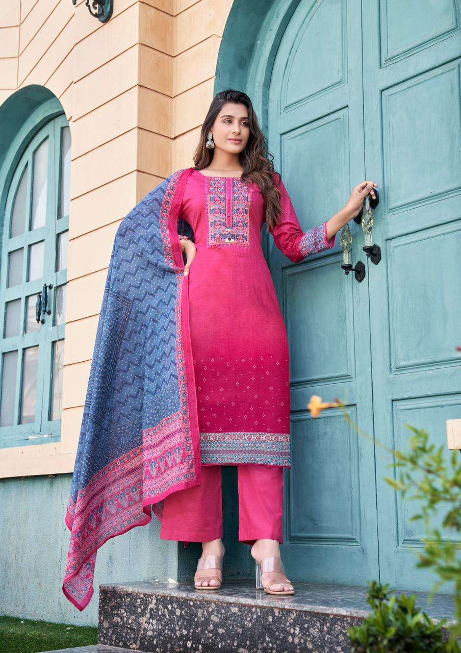 Yashika Trends Naishaa Session vol 3 cotton with embroidery work dress material supplier - jilaniwholesalesuit
