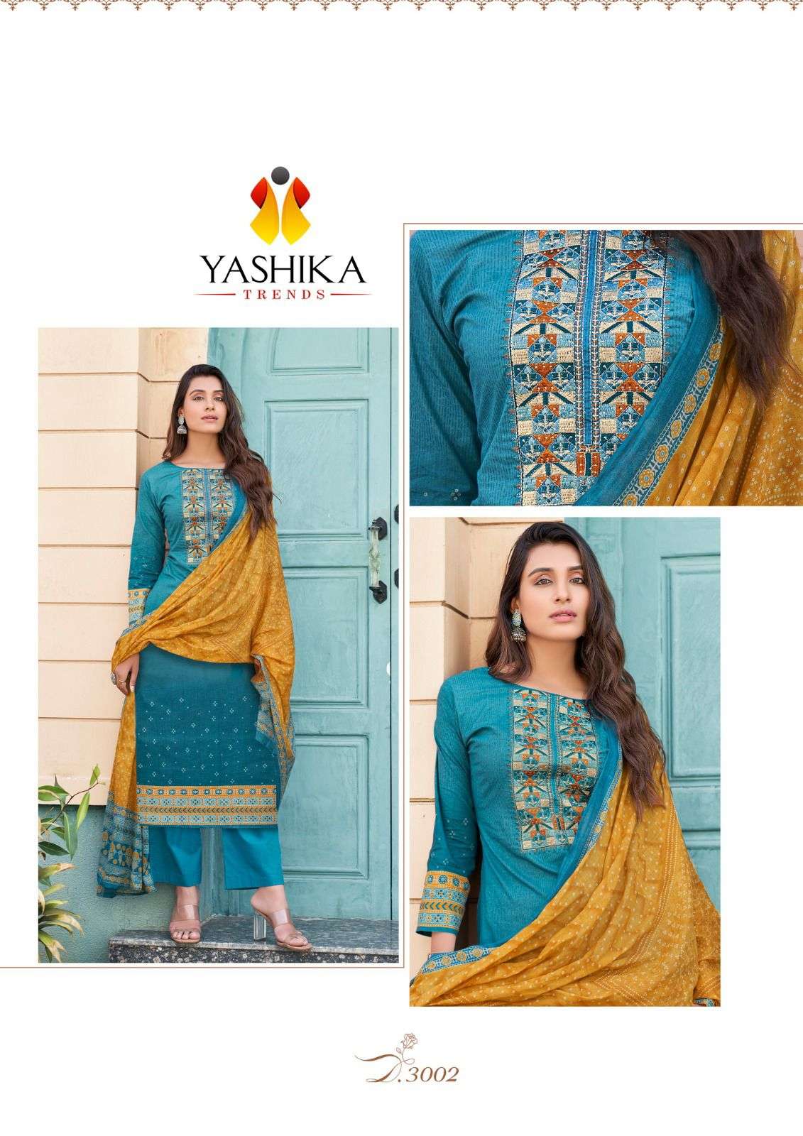 Yashika Trends Naishaa Session vol 3 cotton with embroidery work dress material supplier - jilaniwholesalesuit