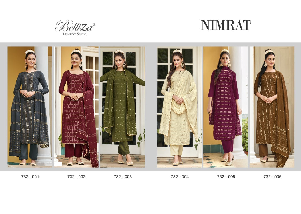 Belliza Designer Suits Nimrat Silk Jacquard Salwar Suit Manufacturer in Ahmedabad