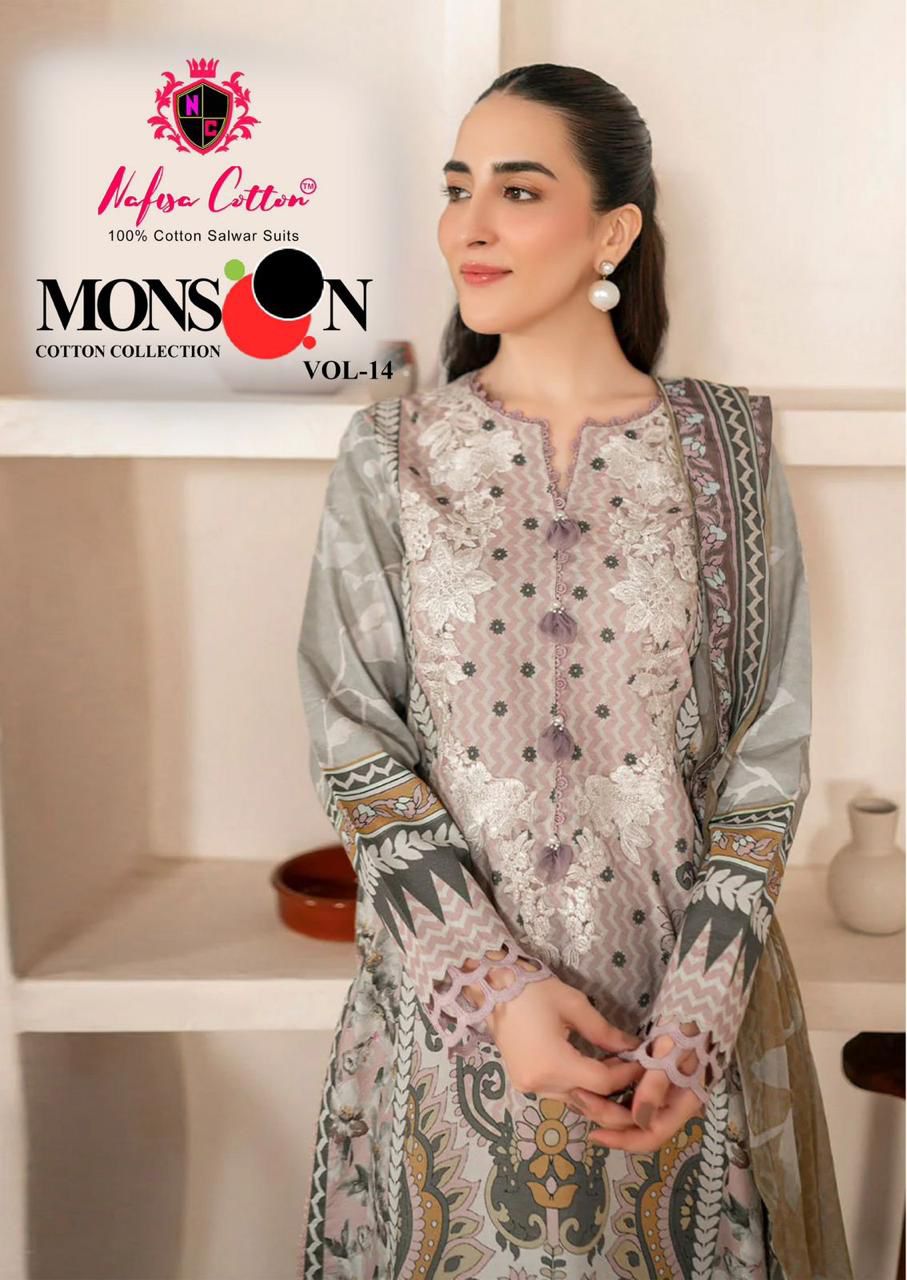 Nafisa Cotton Monsoon Vol 14 Cotton Pakitsni Dress Material At Low Range