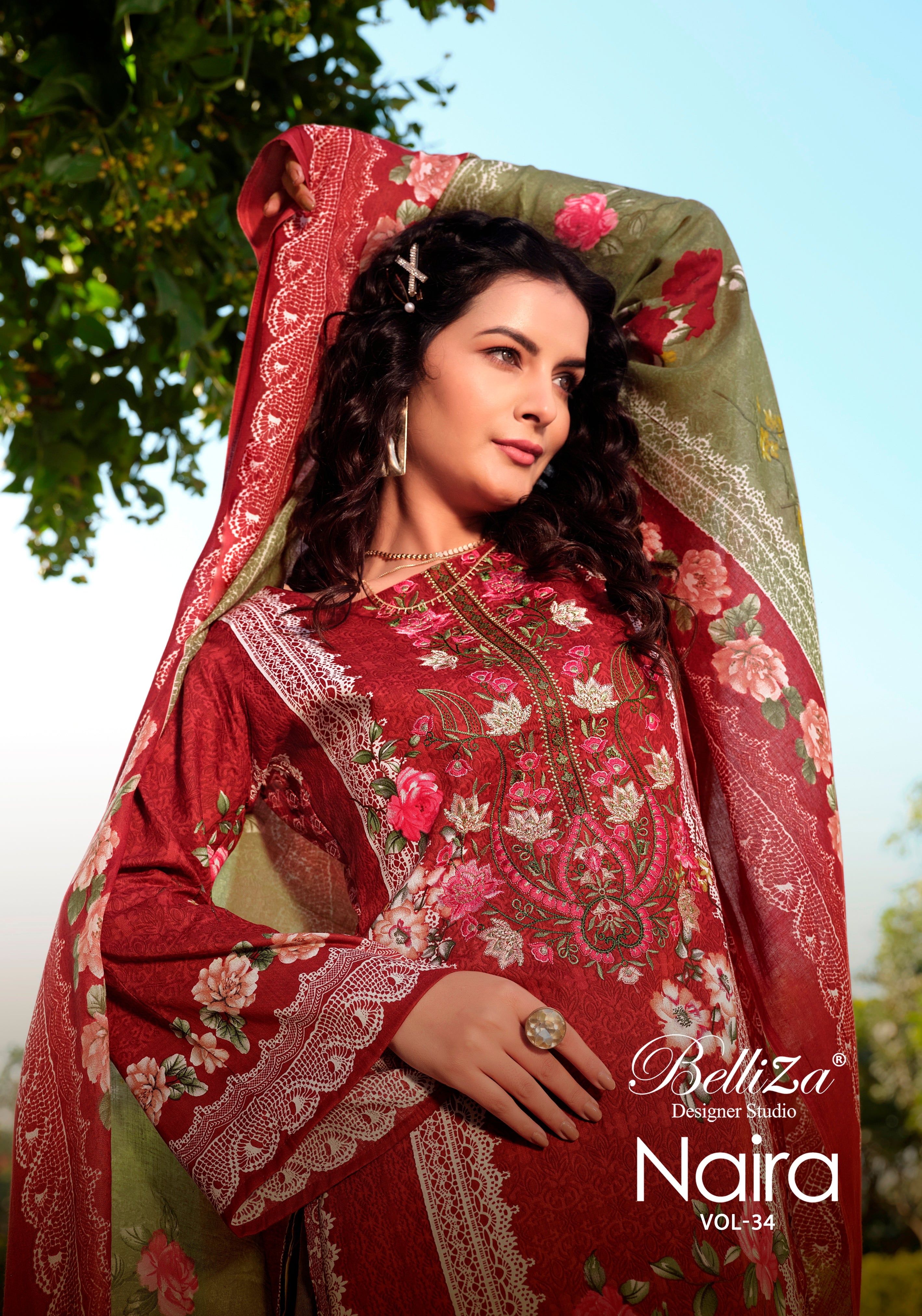 Belliza Designer Studio Naira Vol 34 Cotton With Embroidery Work Salwar Kameez Latest Collection