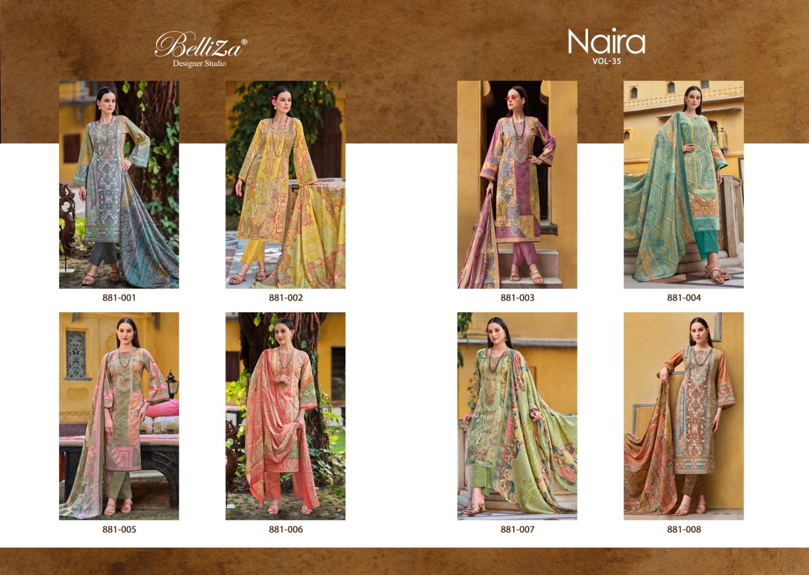 Belliza Designer Studio Naira Vol 35 Cotton With Embroidery Work Salwar Kameez Wholesale Supplier